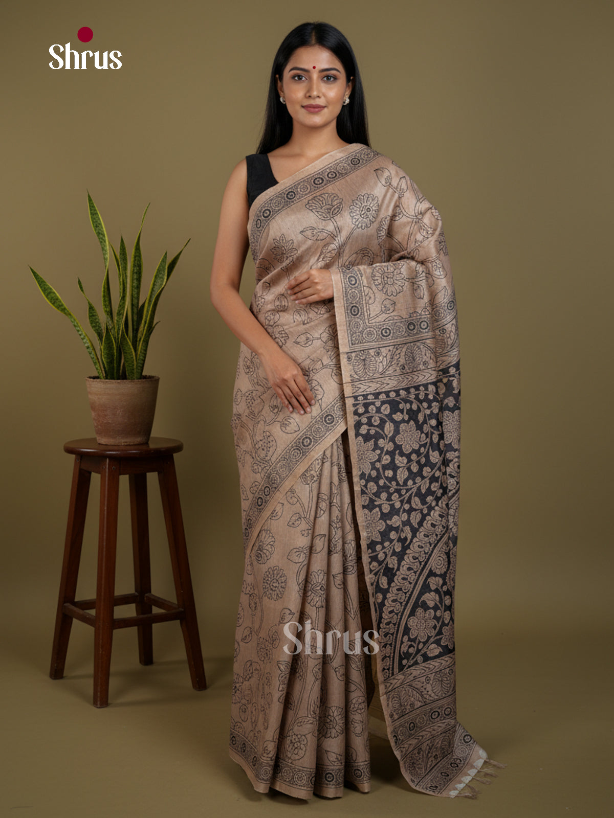 Semi Tussar Saree - EBS04661 - Shop on Shrus.com