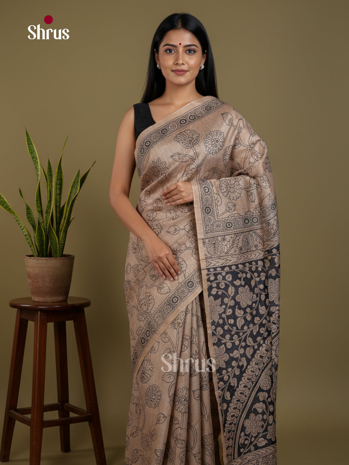 Semi Tussar Saree - EBS04661 - Shop on Shrus.com