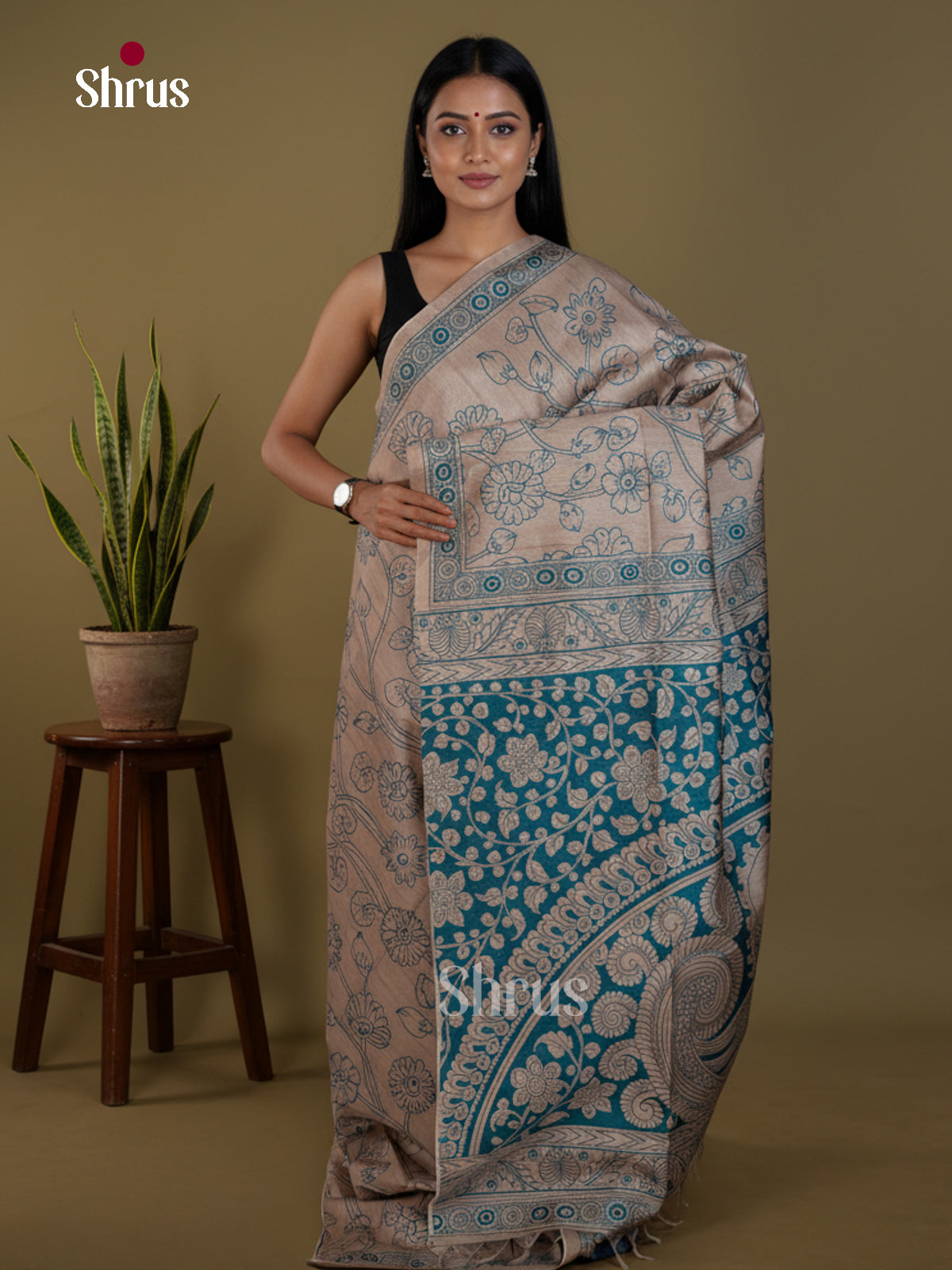 Semi Tussar Saree - EBS04662 - Shop on Shrus.com