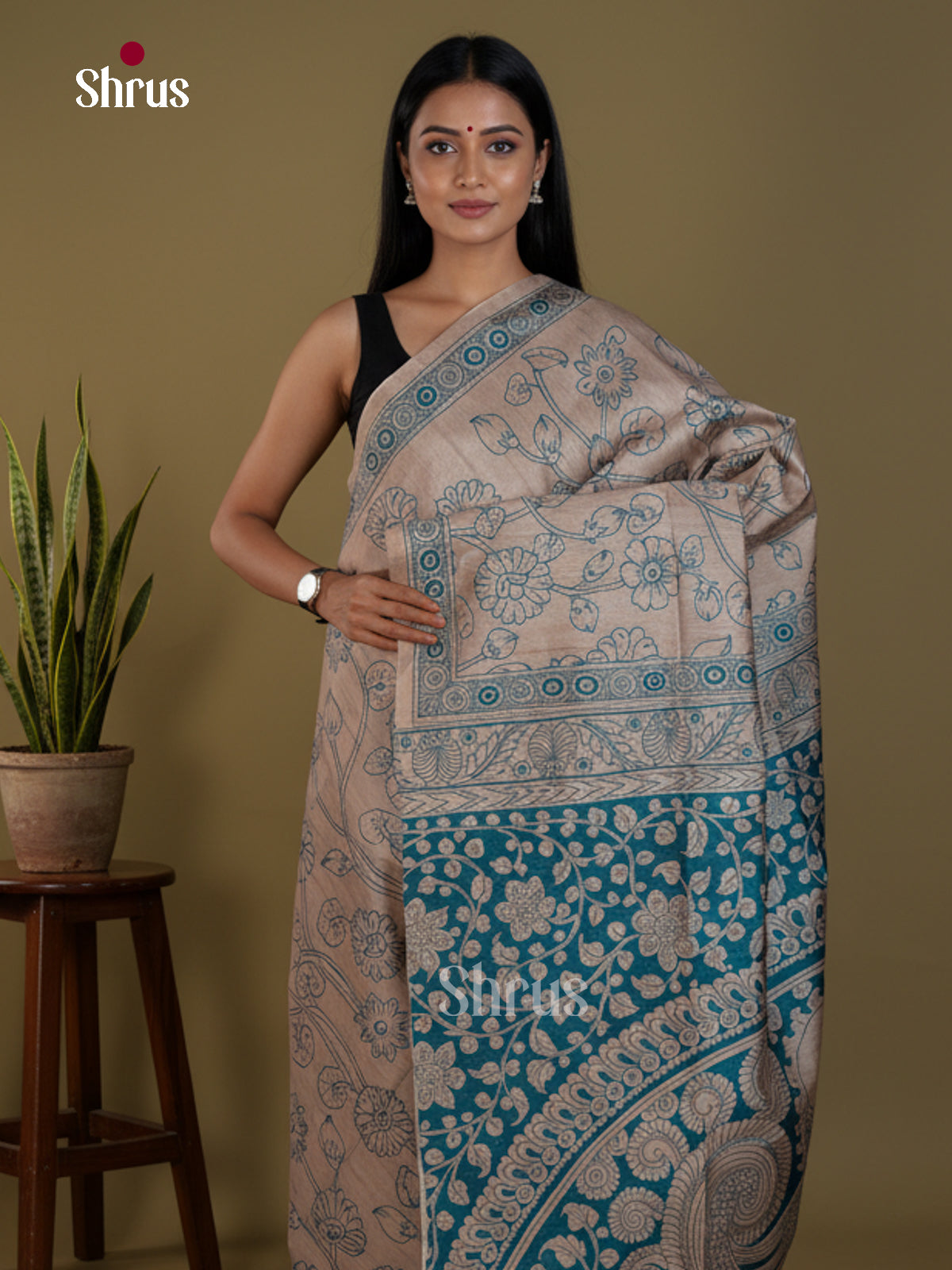 Semi Tussar Saree - EBS04662 - Shop on Shrus.com
