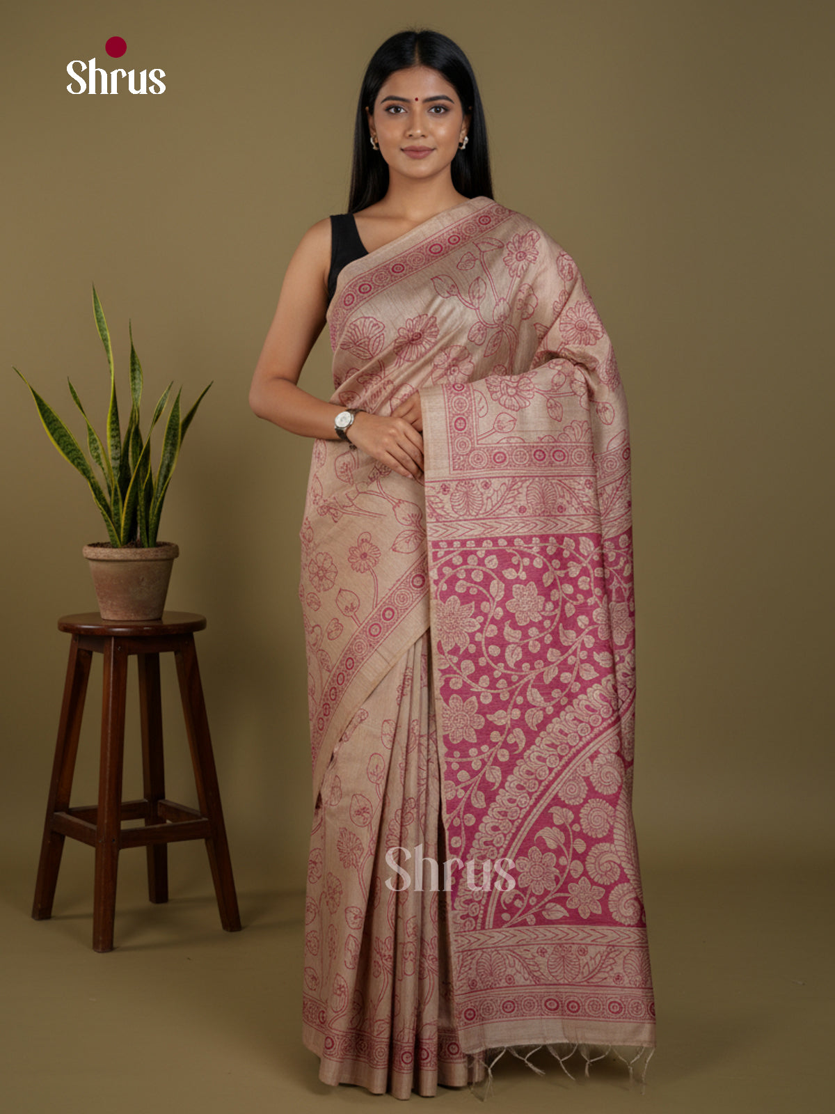 Semi Tussar Saree - EBS04663 - Shop on Shrus.com
