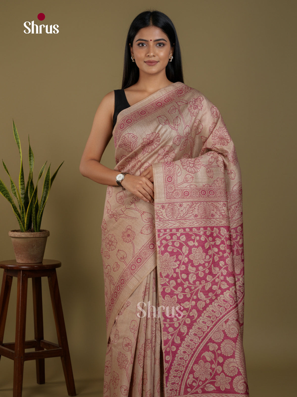 Semi Tussar Saree - EBS04663 - Shop on Shrus.com
