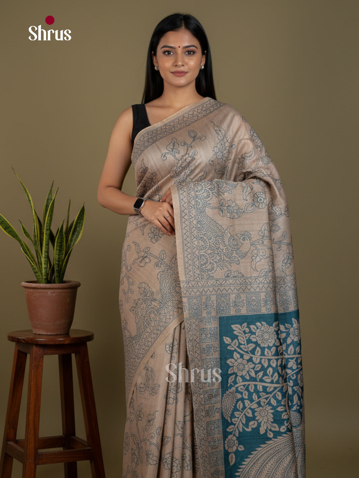 Semi Tussar Saree - EBS04664 - Shop on Shrus.com