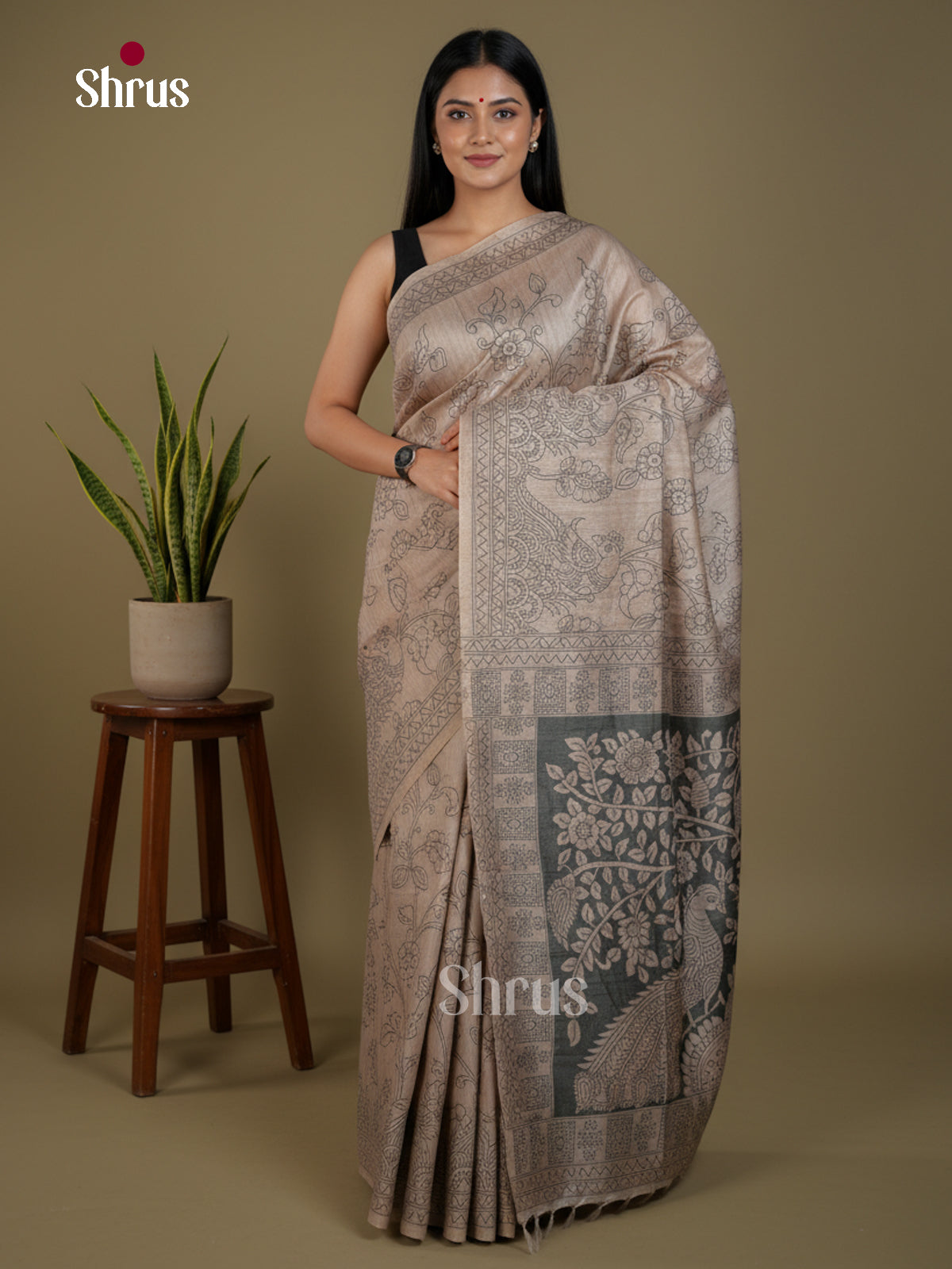 Semi Tussar Saree - EBS04665 - Shop on Shrus.com