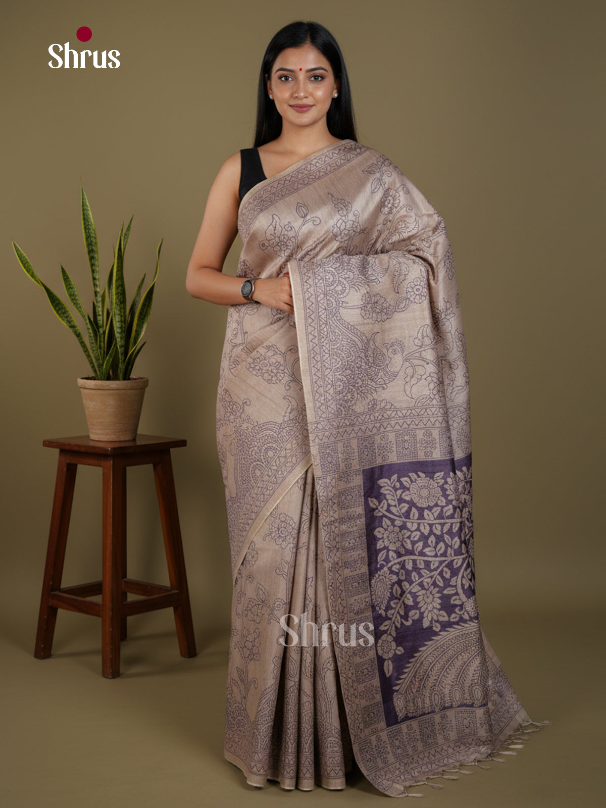Semi Tussar Saree - EBS04668 - Shop on Shrus.com