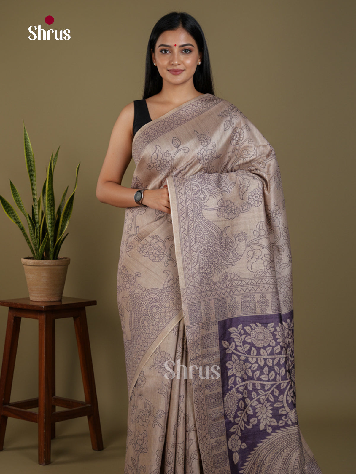 Semi Tussar Saree - EBS04668 - Shop on Shrus.com