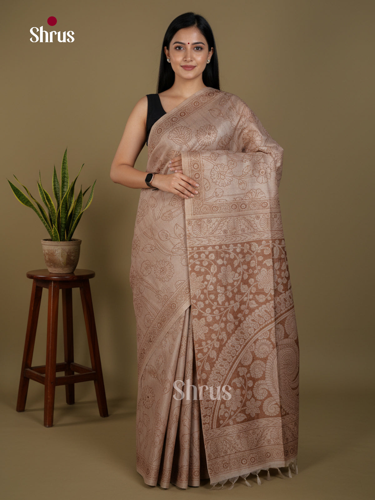 Semi Tussar Saree - EBS04669 - Shop on Shrus.com