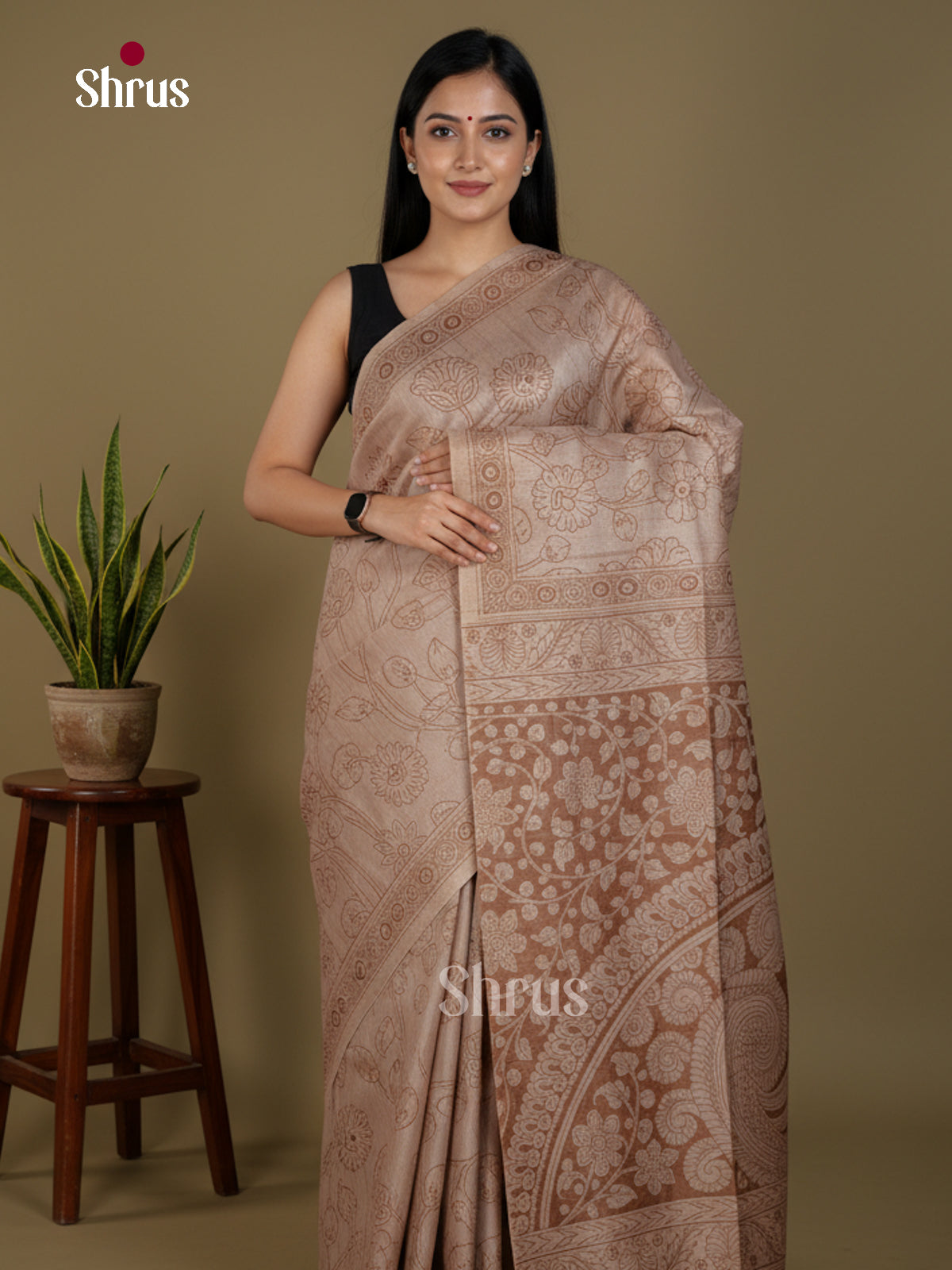 Semi Tussar Saree - EBS04669 - Shop on Shrus.com