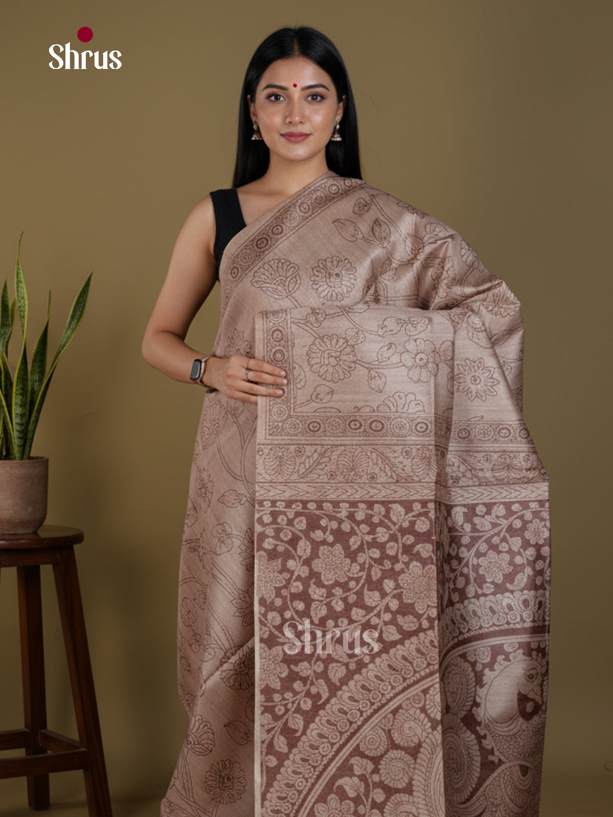 Semi Tussar Saree - EBS04670 - Shop on Shrus.com