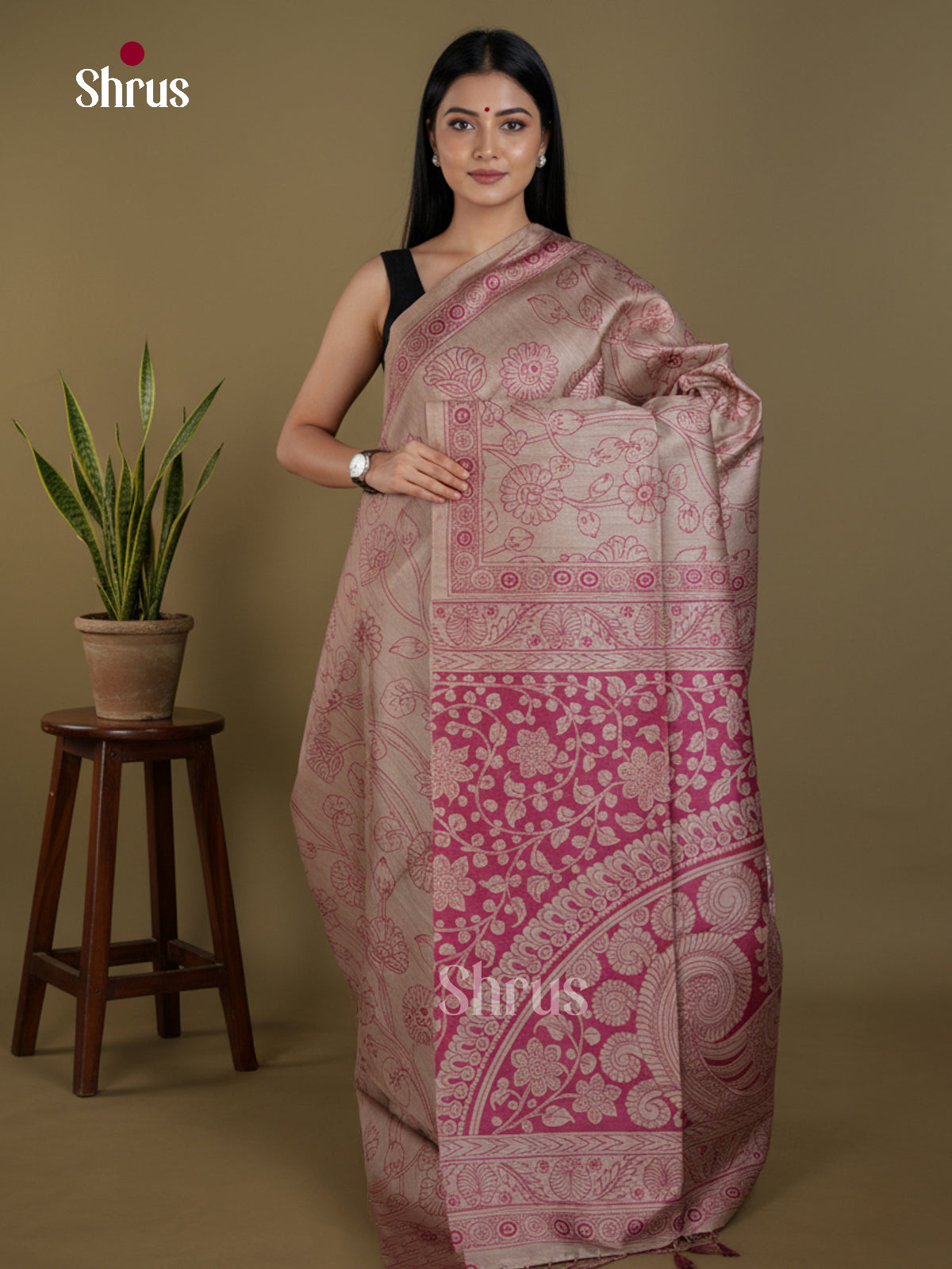 Semi Tussar Saree - EBS04671 - Shop on Shrus.com
