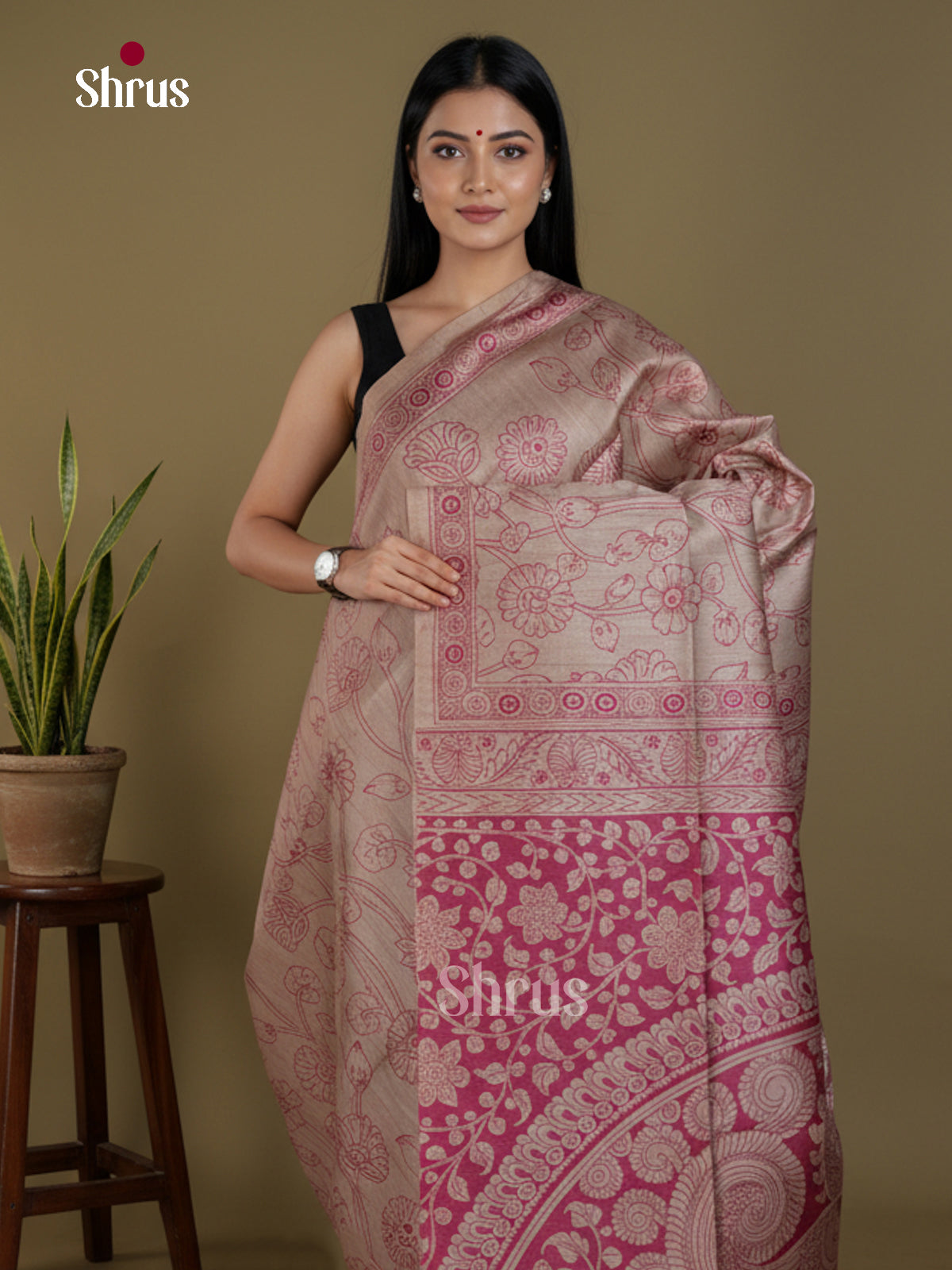 Semi Tussar Saree - EBS04671 - Shop on Shrus.com