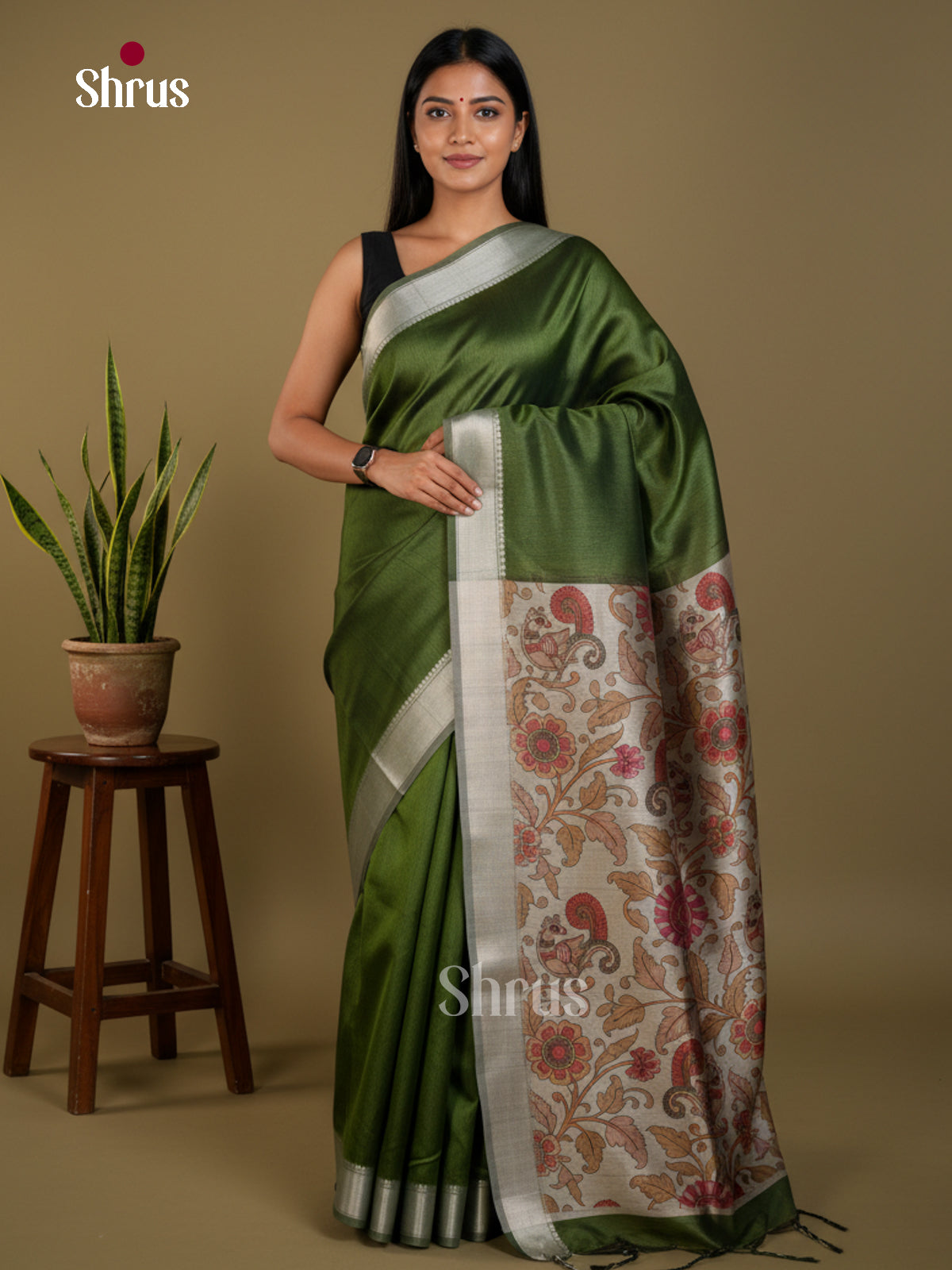 Semi Rawsilk Saree - EBS05001 - Shop on Shrus.com