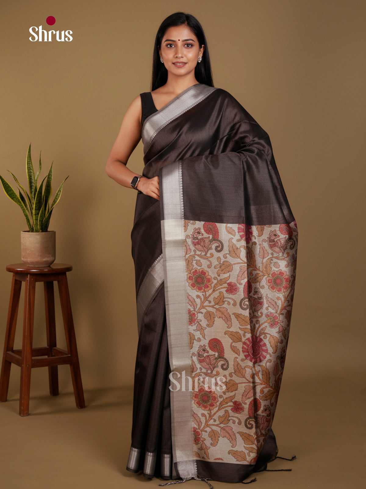 Semi Rawsilk Saree - EBS05003 - Shop on Shrus.com