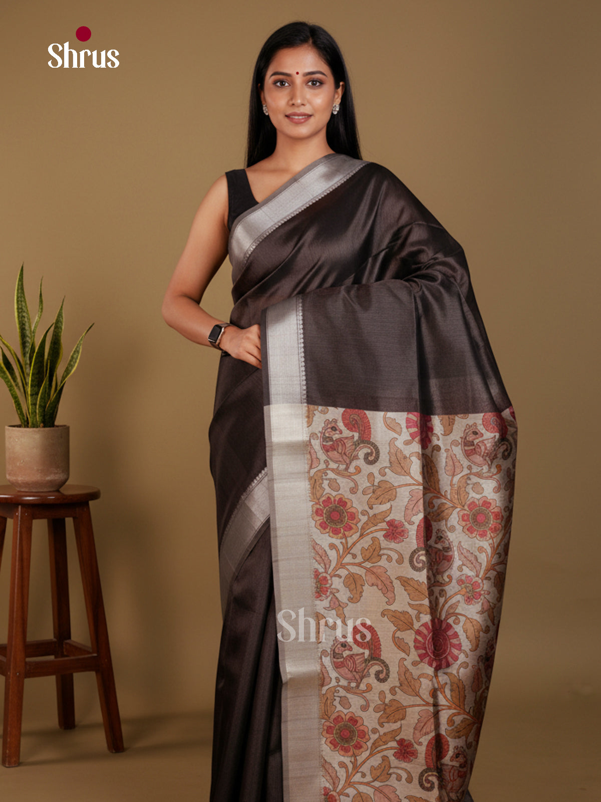 Semi Rawsilk Saree - EBS05003 - Shop on Shrus.com