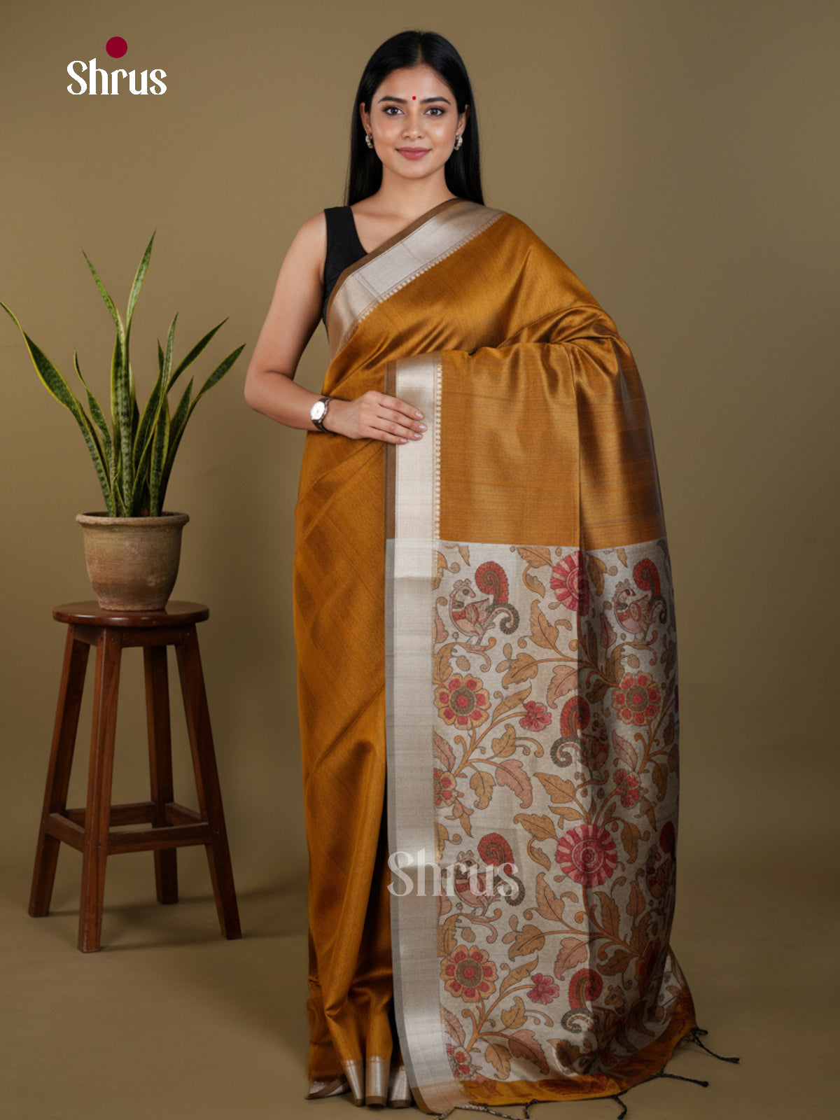 Semi Rawsilk Saree - EBS05004 - Shop on Shrus.com