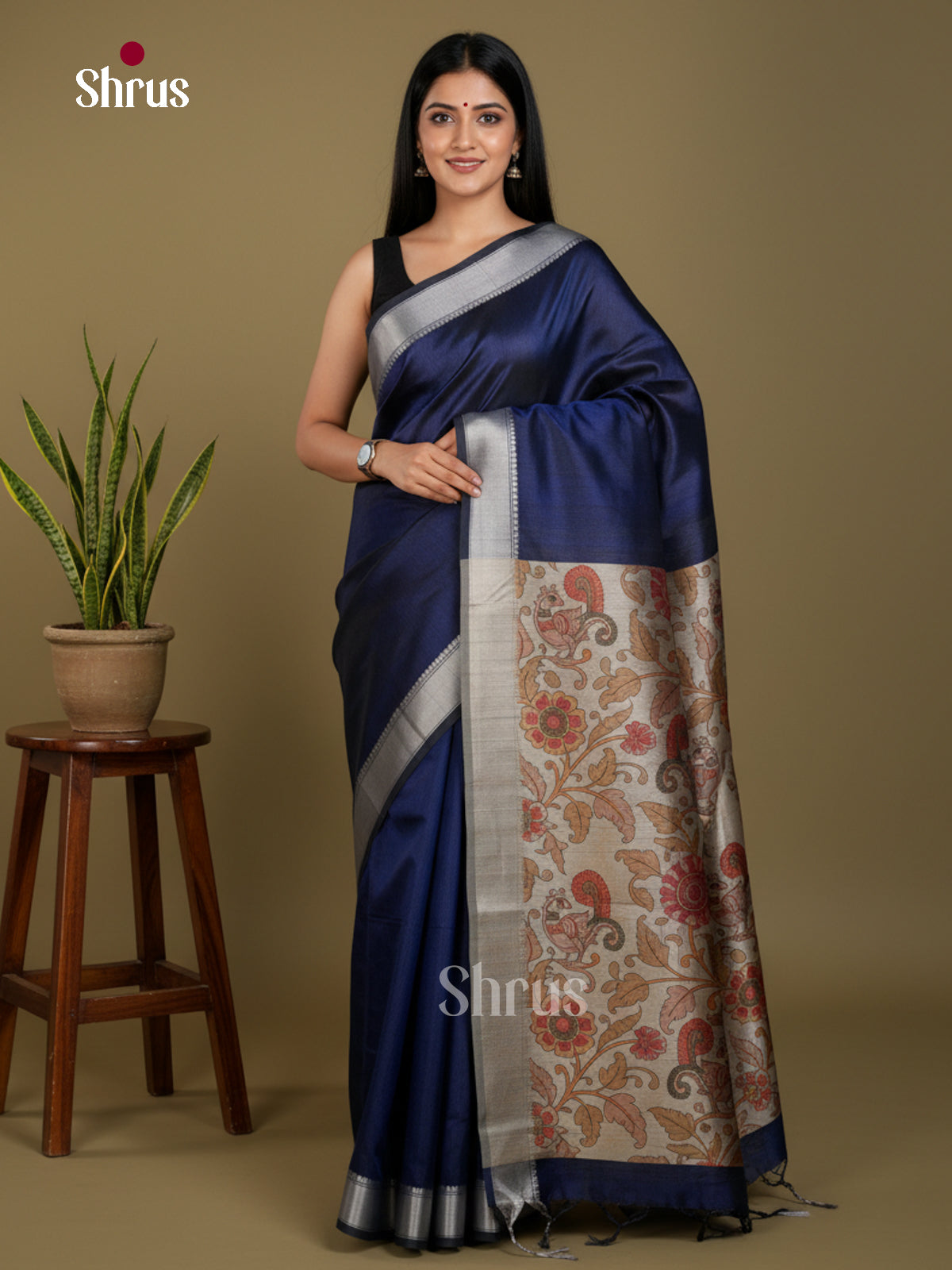 Semi Rawsilk Saree - EBS05005 - Shop on Shrus.com