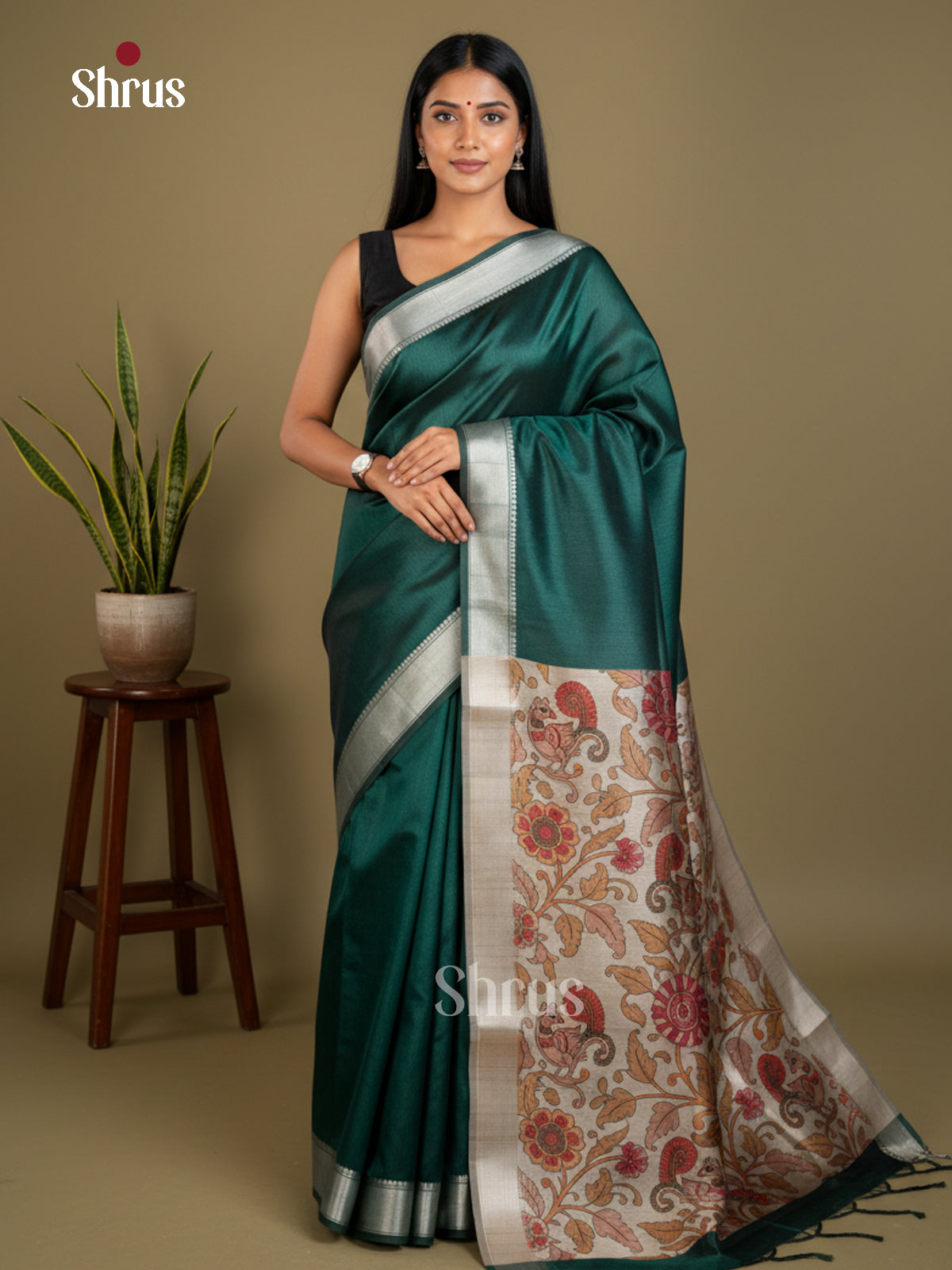 Semi Rawsilk Saree - EBS05006 - Shop on Shrus.com