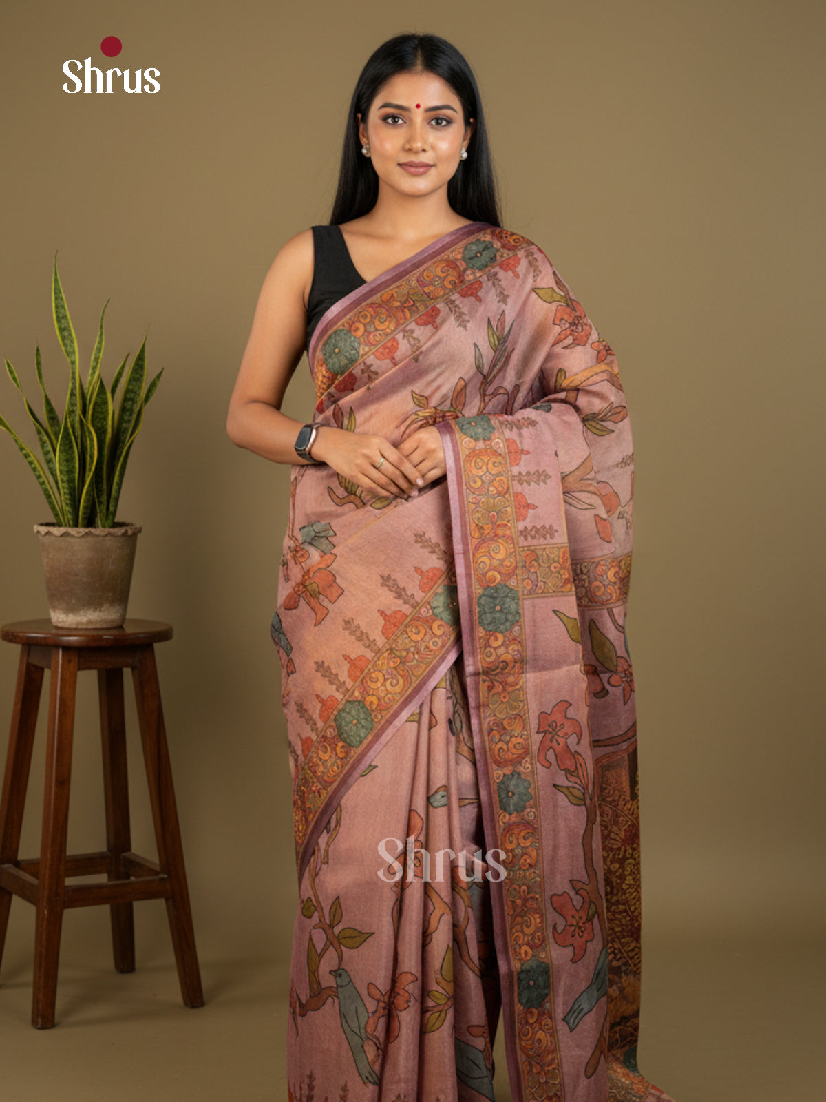 Semi Tissue Print Saree - EBS05046 - Shop on Shrus.com