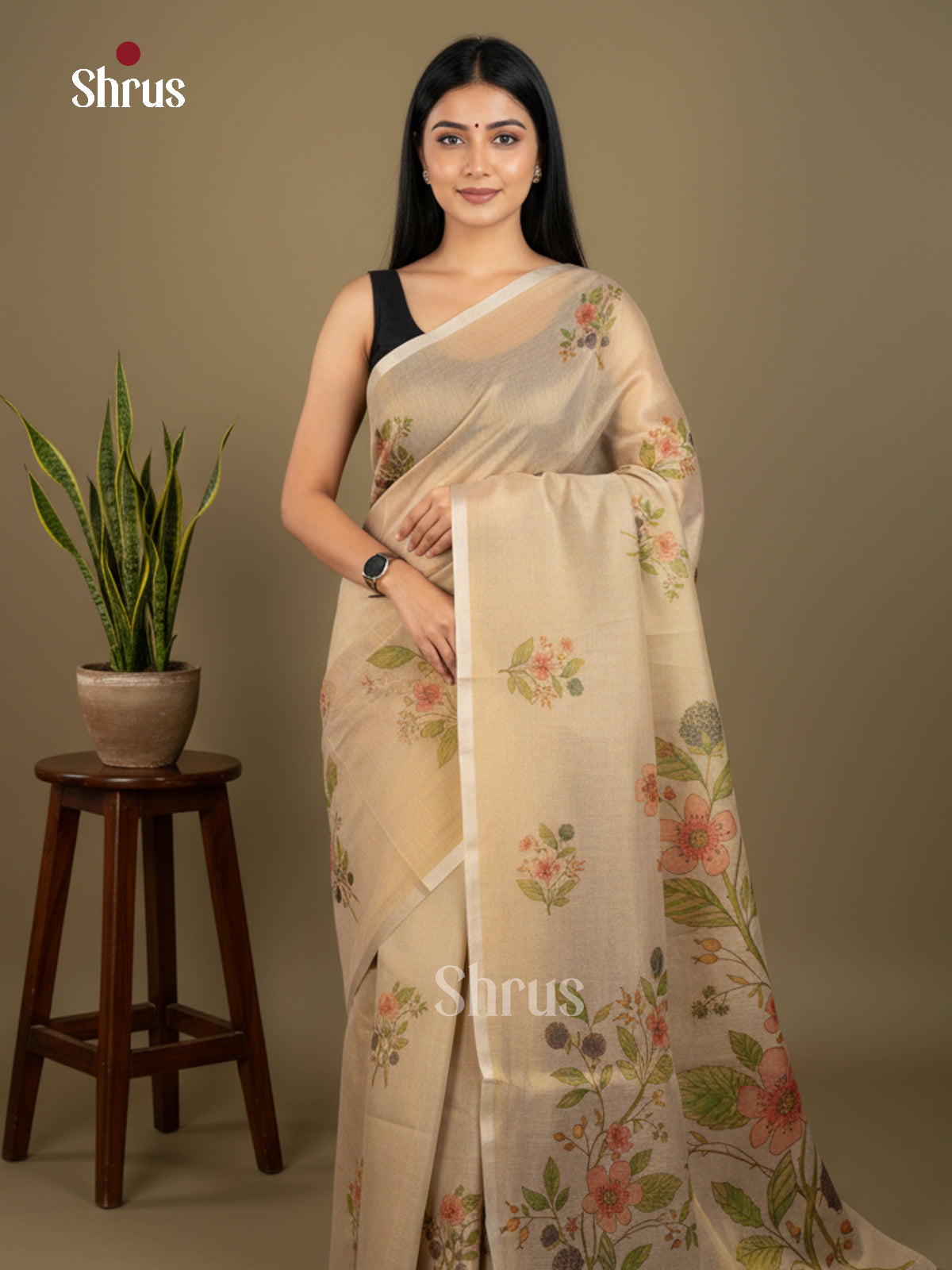 Semi Tissue Print Saree - EBS05058 - Shop on Shrus.com