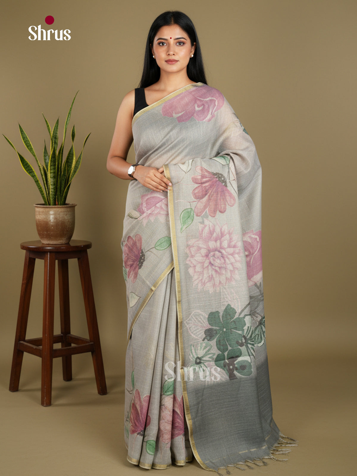 Semi Tissue Print Saree - EBS05111 - Shop on Shrus.com