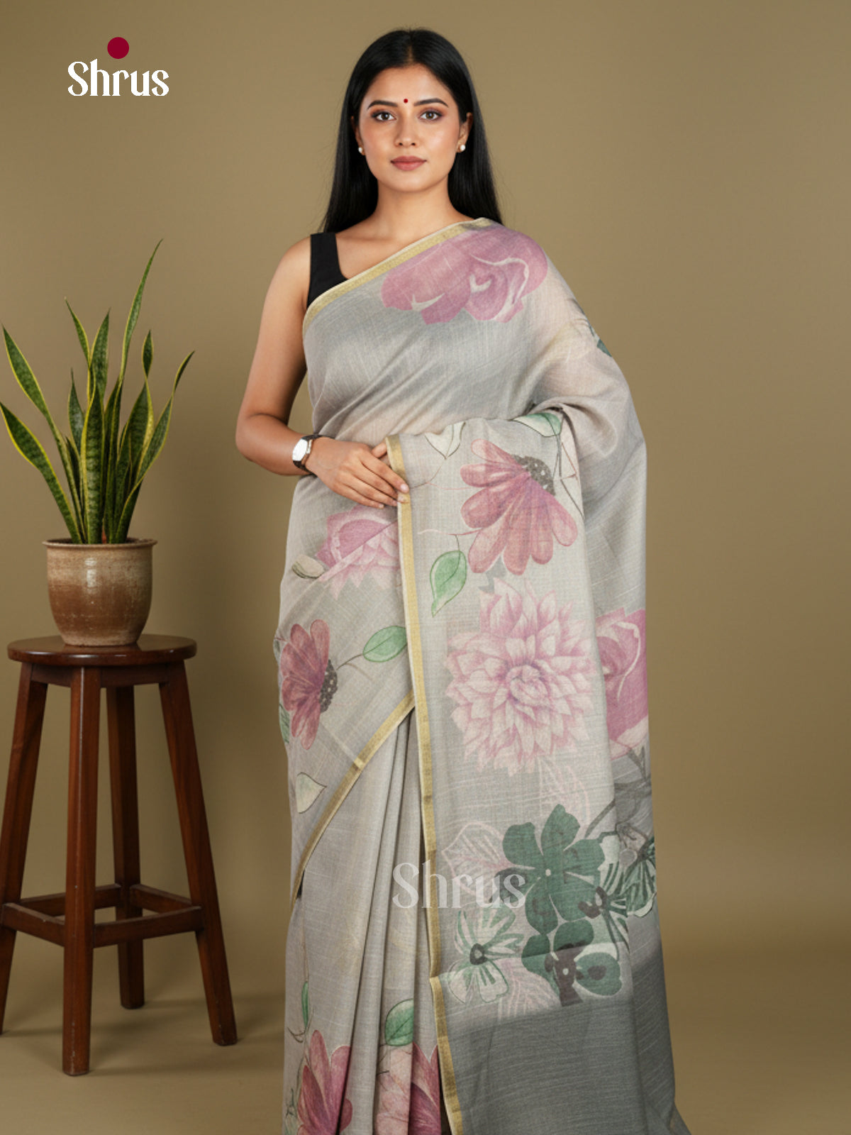 Semi Tissue Print Saree - EBS05111 - Shop on Shrus.com