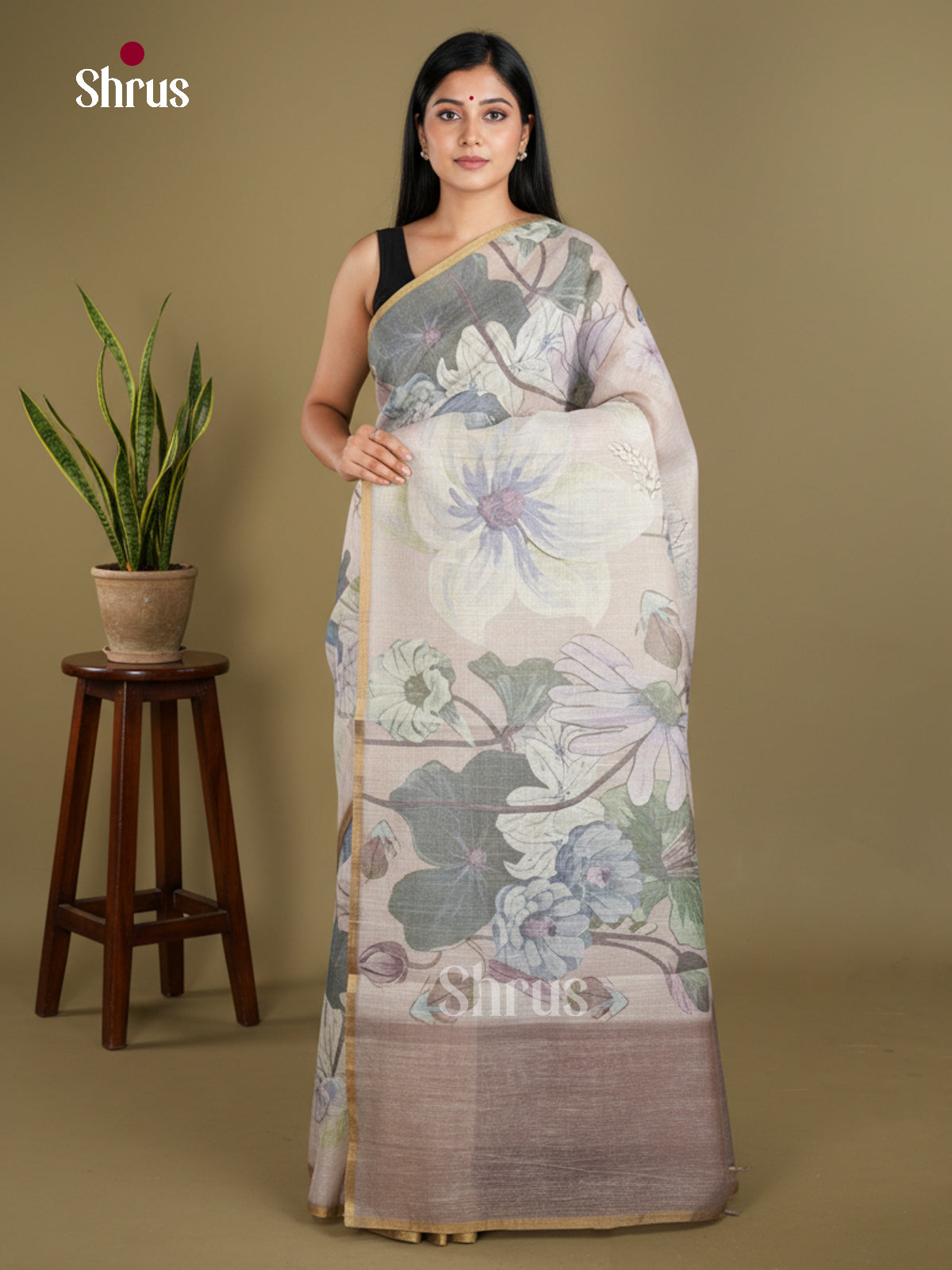 Semi Tissue Print Saree - EBS05112 - Shop on Shrus.com