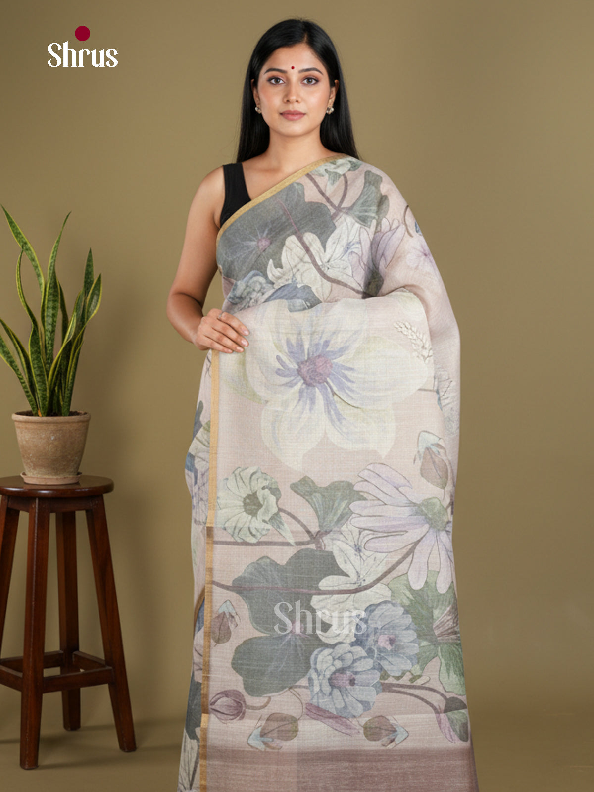 Semi Tissue Print Saree - EBS05112 - Shop on Shrus.com