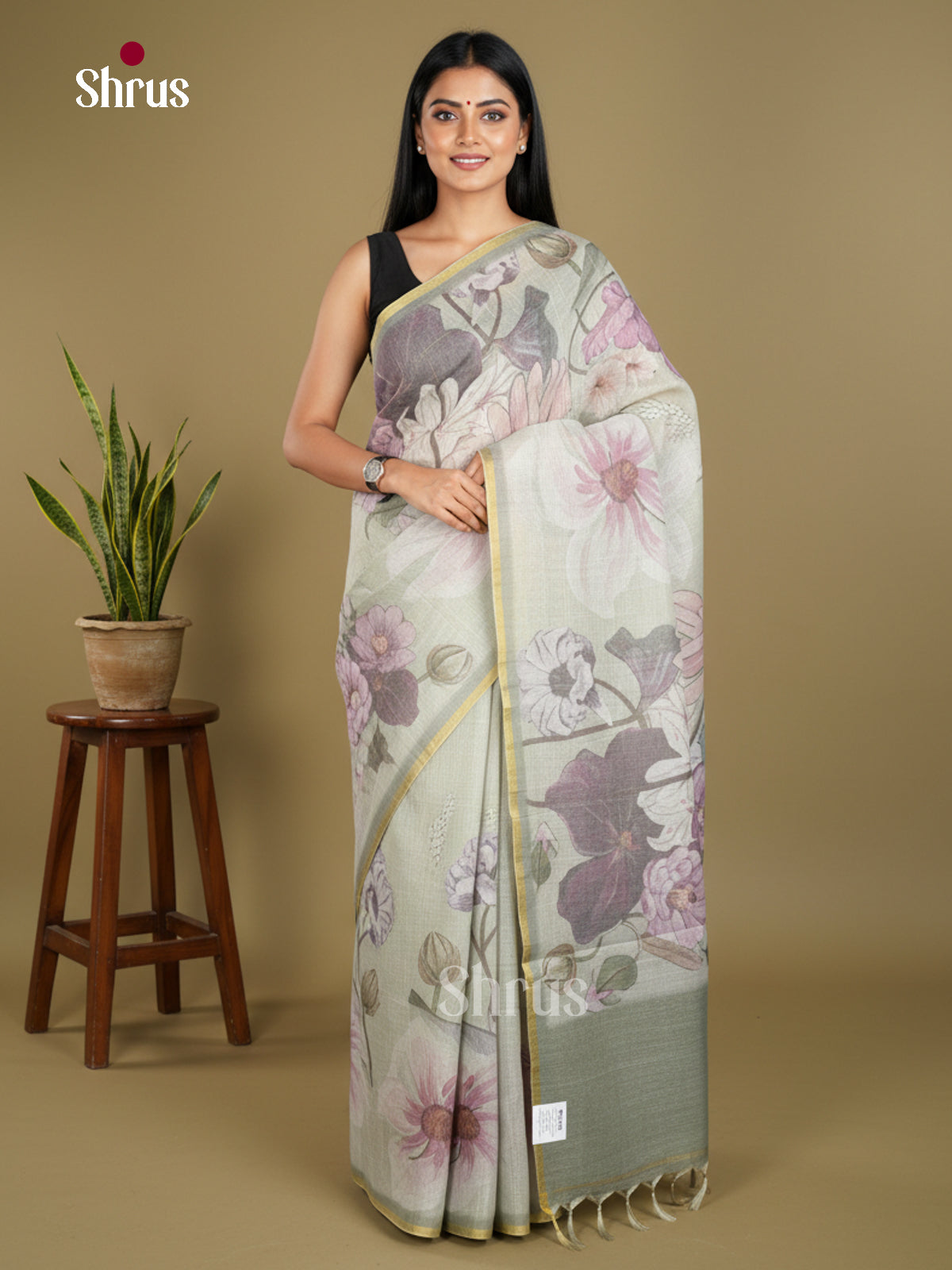 Semi Tissue Print Saree - EBS05116 - Shop on Shrus.com