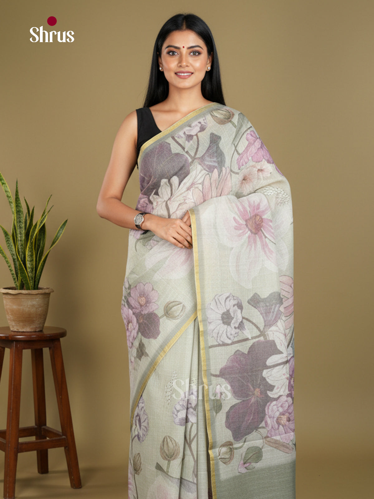 Semi Tissue Print Saree - EBS05116 - Shop on Shrus.com