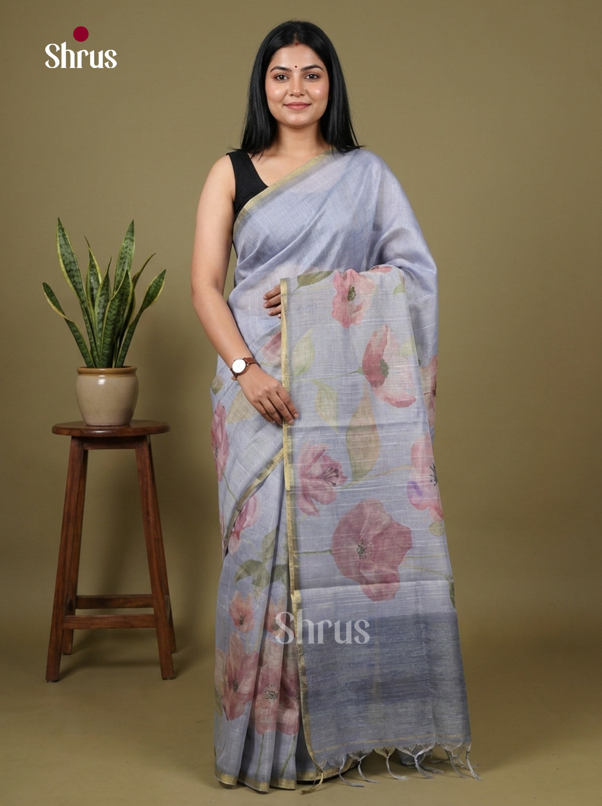 Semi Tissue Print Saree - EBS05121