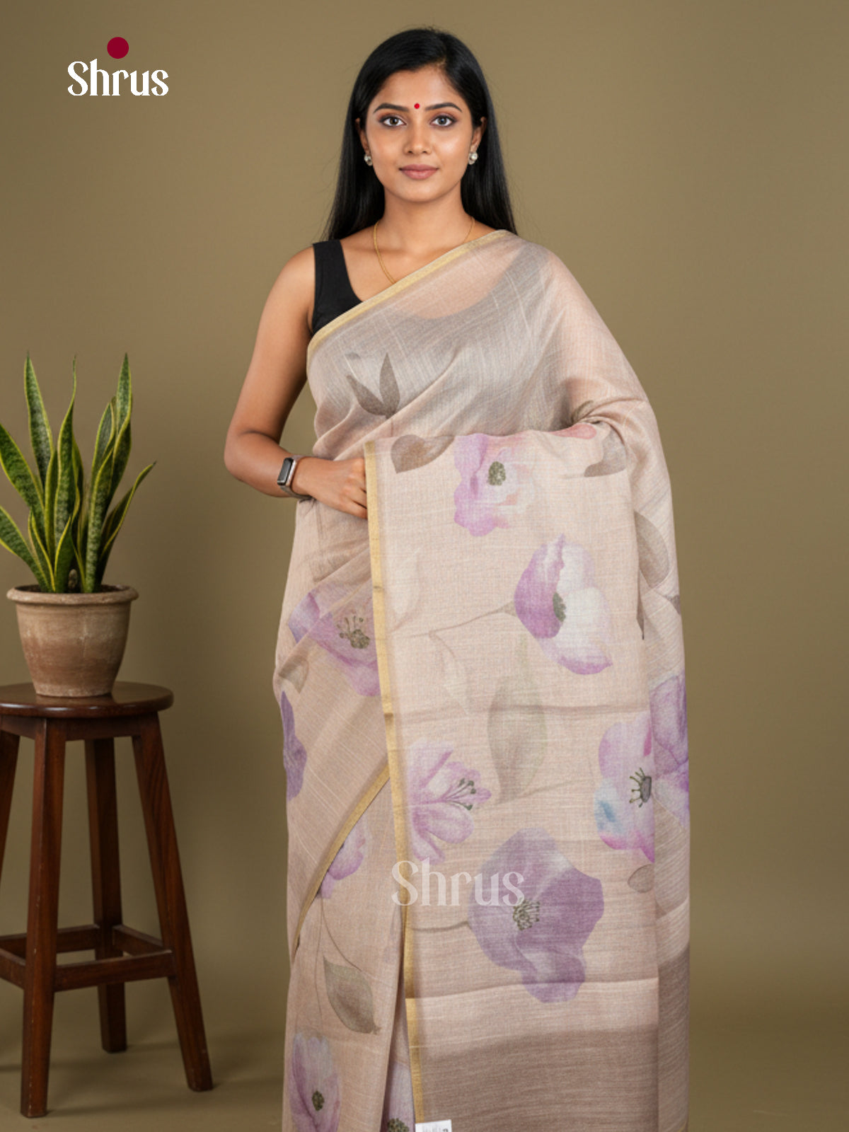 Semi Tissue Print Saree - EBS05122 - Shop on Shrus.com