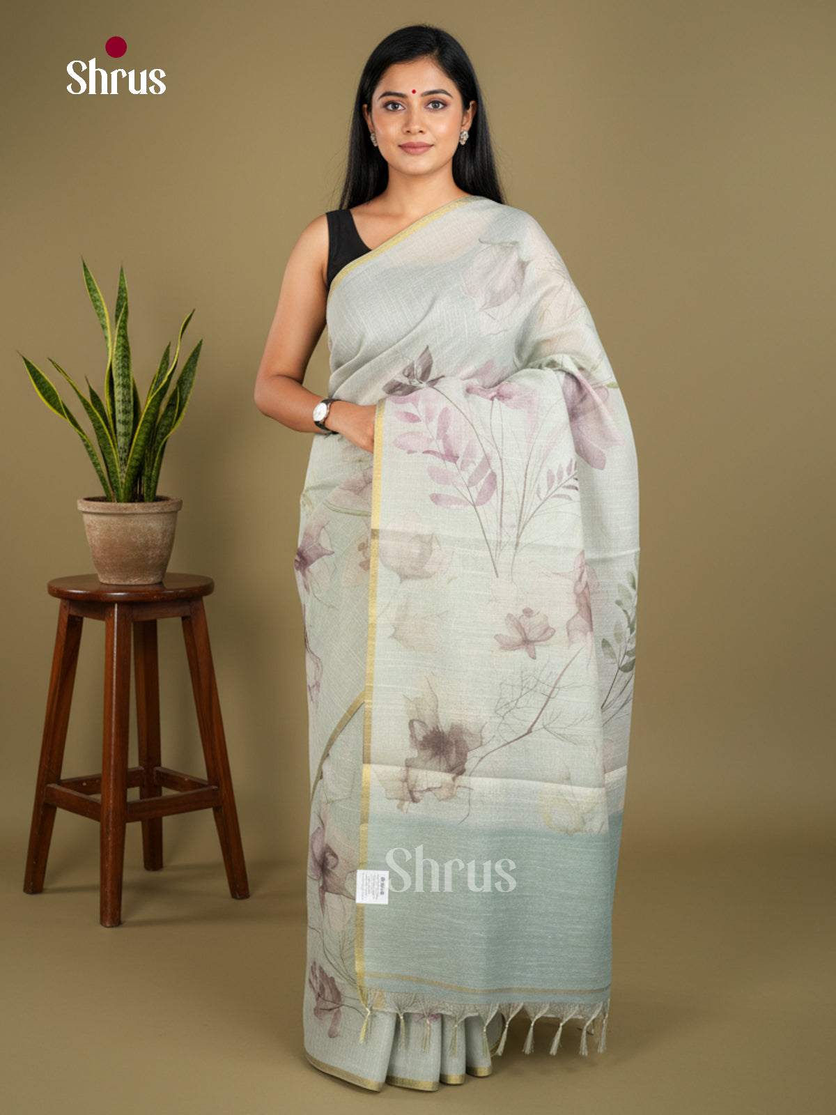 Semi Tissue Print Saree - EBS05125 - Shop on Shrus.com