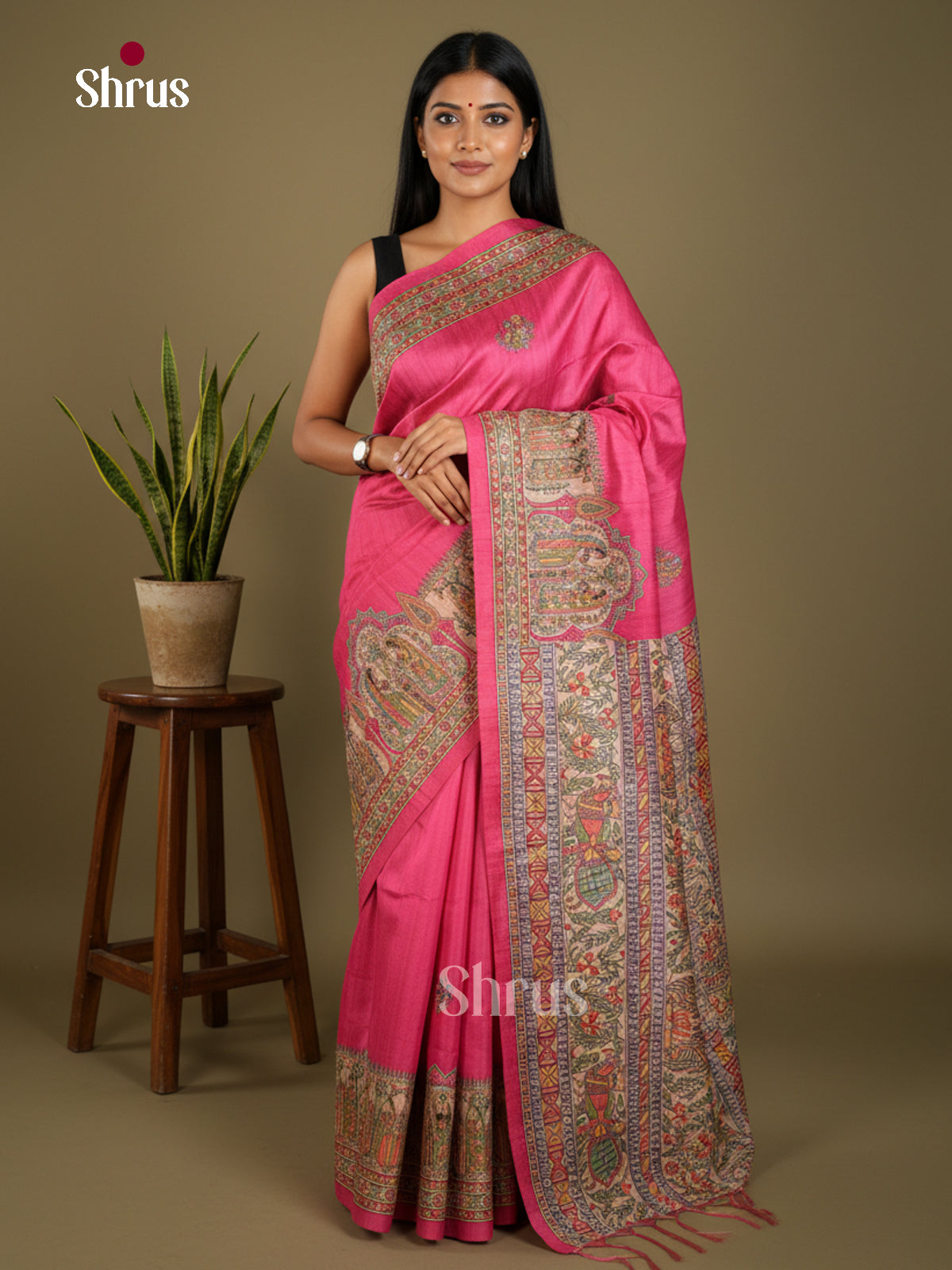 Printed Madhubani Saree - EBS09080 - Shop on Shrus.com