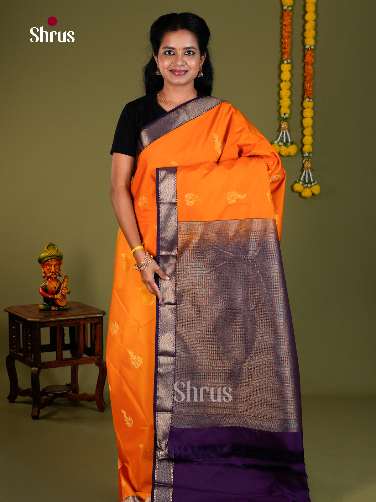 Semi Kanchipuram Saree - EBS10067 - Shop on Shrus.com
