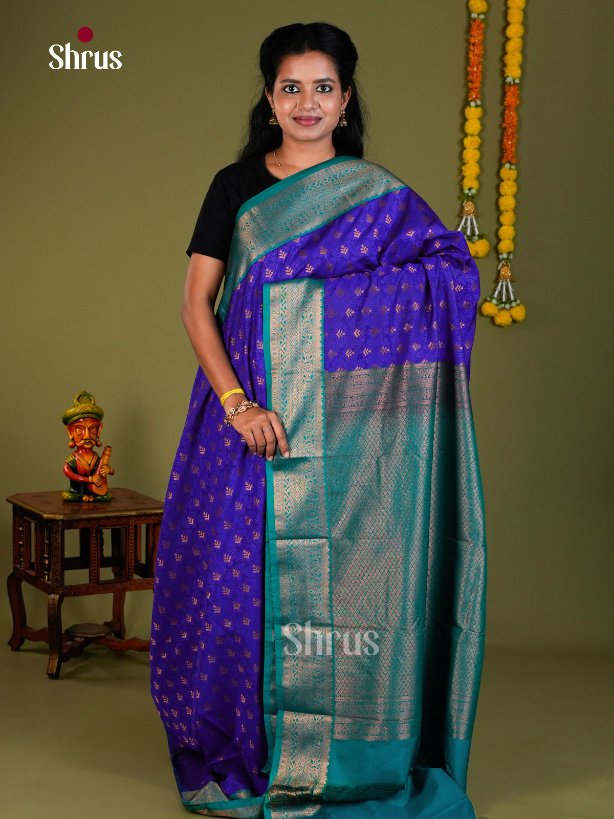 Semi Kanchipuram Saree - EBS10135 - Shop on Shrus.com
