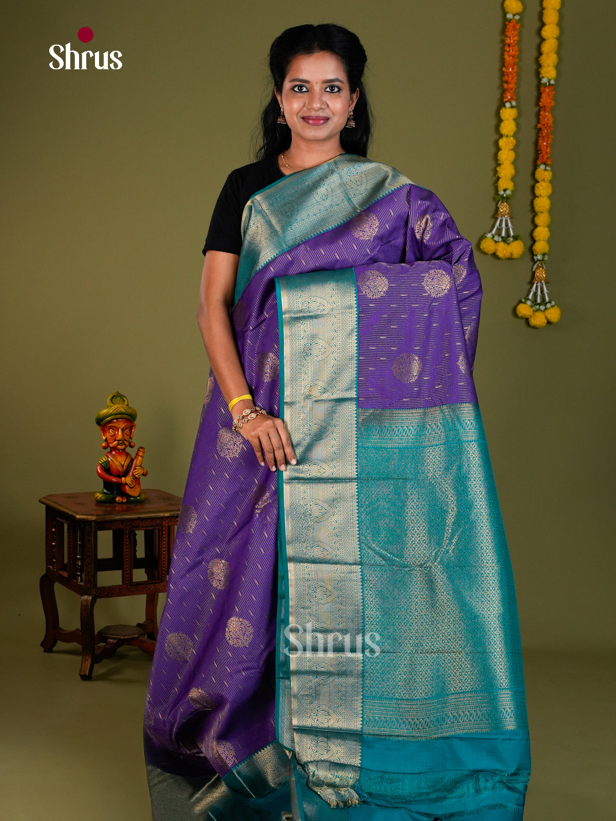 Semi Kanchipuram Saree - EBS10205 - Shop on Shrus.com