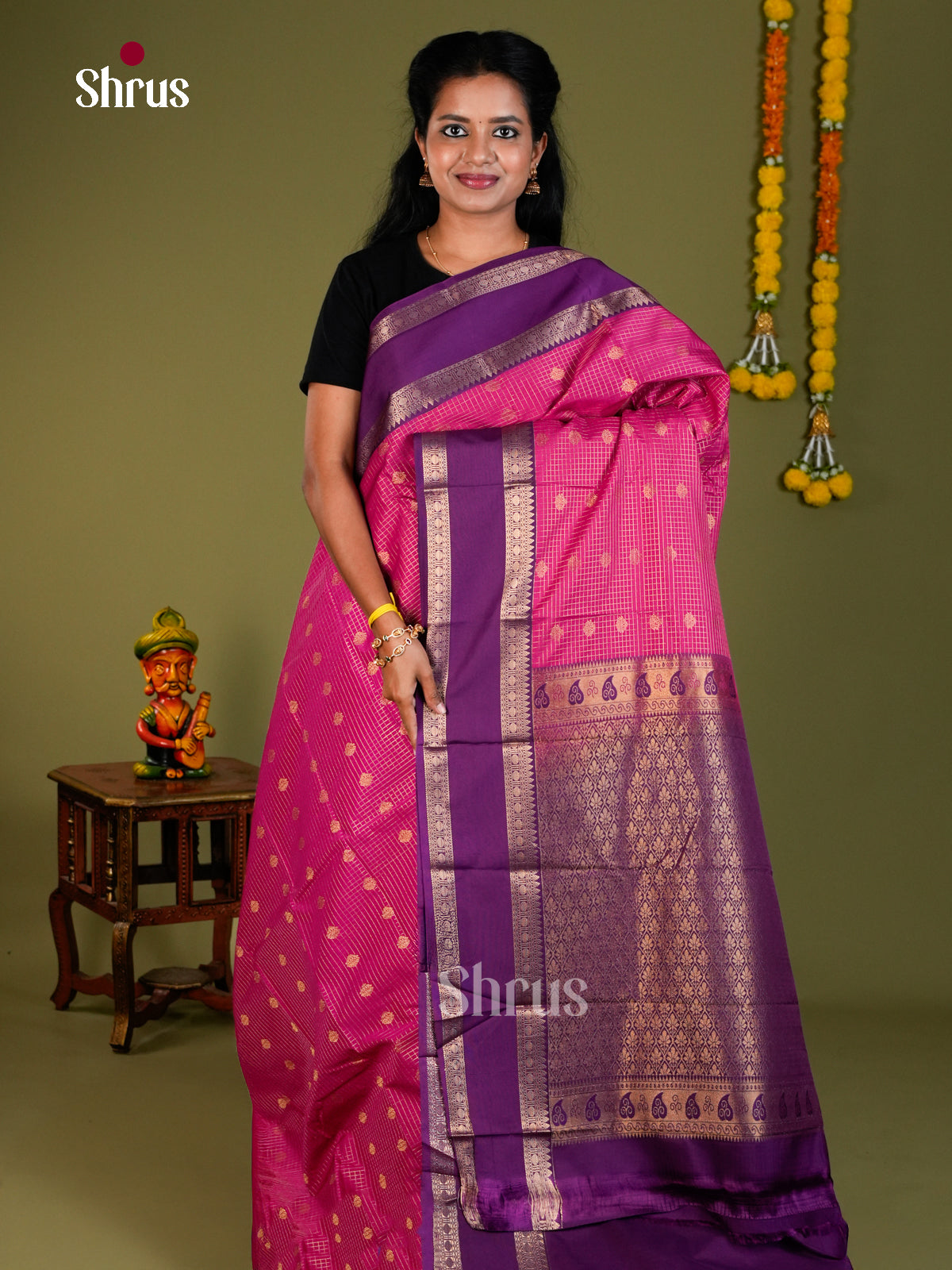 Semi Kanchipuram Saree - EBS10214 - Shop on Shrus.com