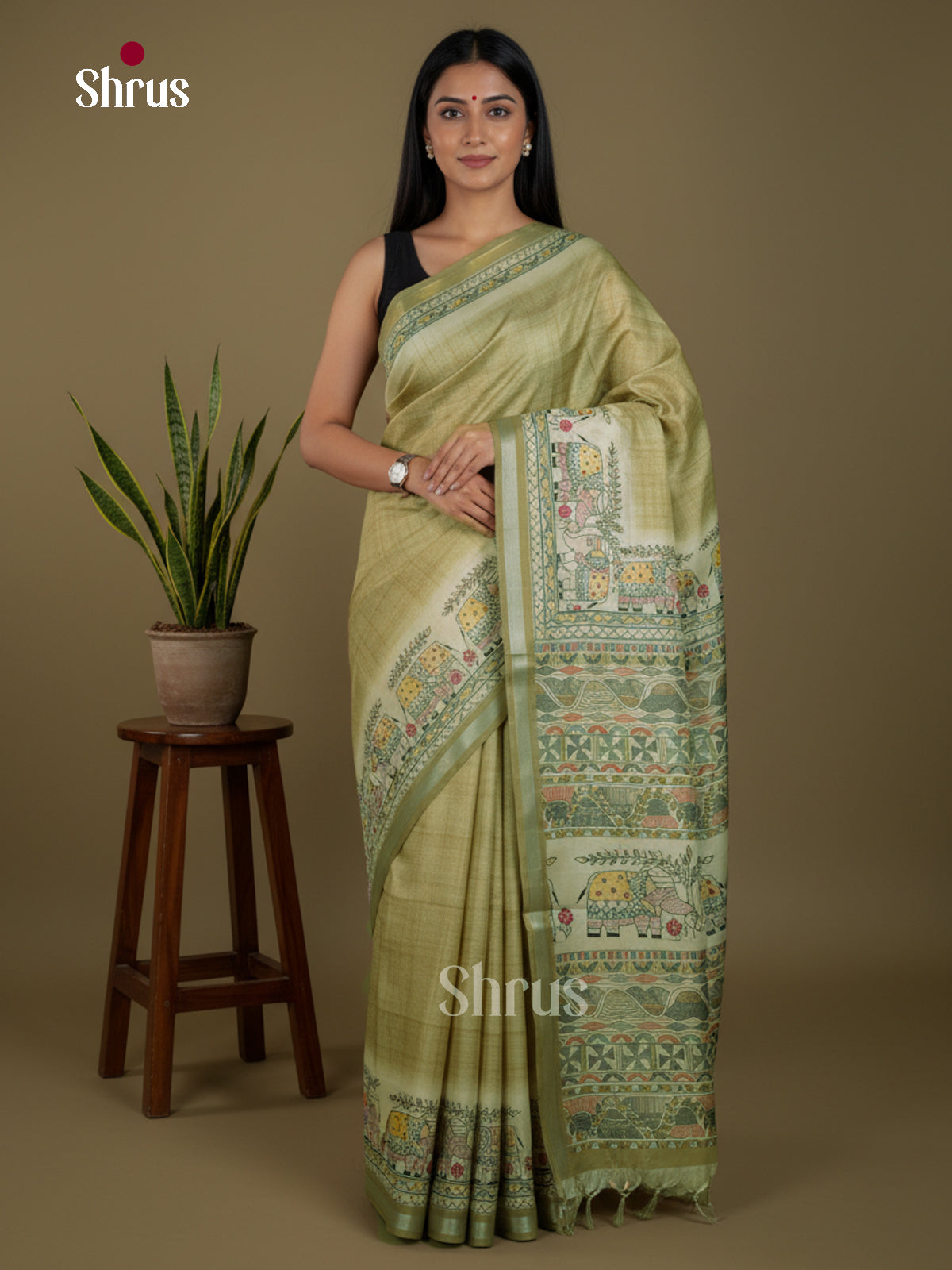 Printed Madhubani Saree - EBS11147 - Shop on Shrus.com