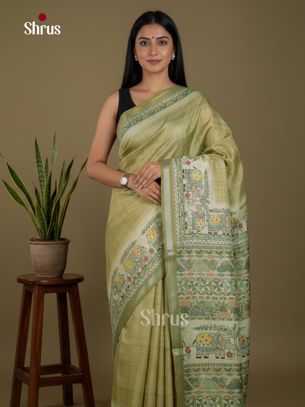 Printed Madhubani Saree - EBS11147 - Shop on Shrus.com