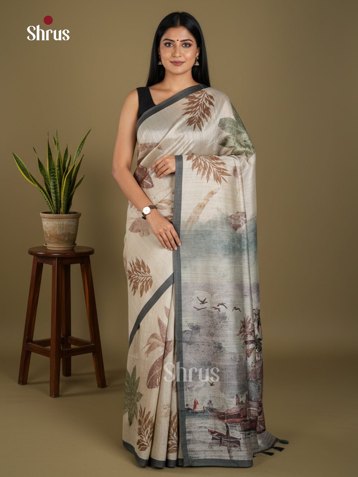 EBS11185 - Semi Jute - Saree - Shop on Shrus.com