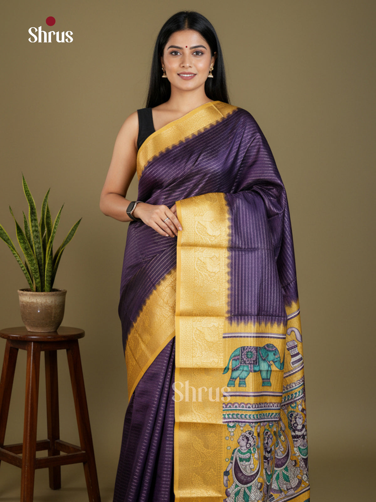 Semi Tussar Saree - EBS13001 - Shop on Shrus.com