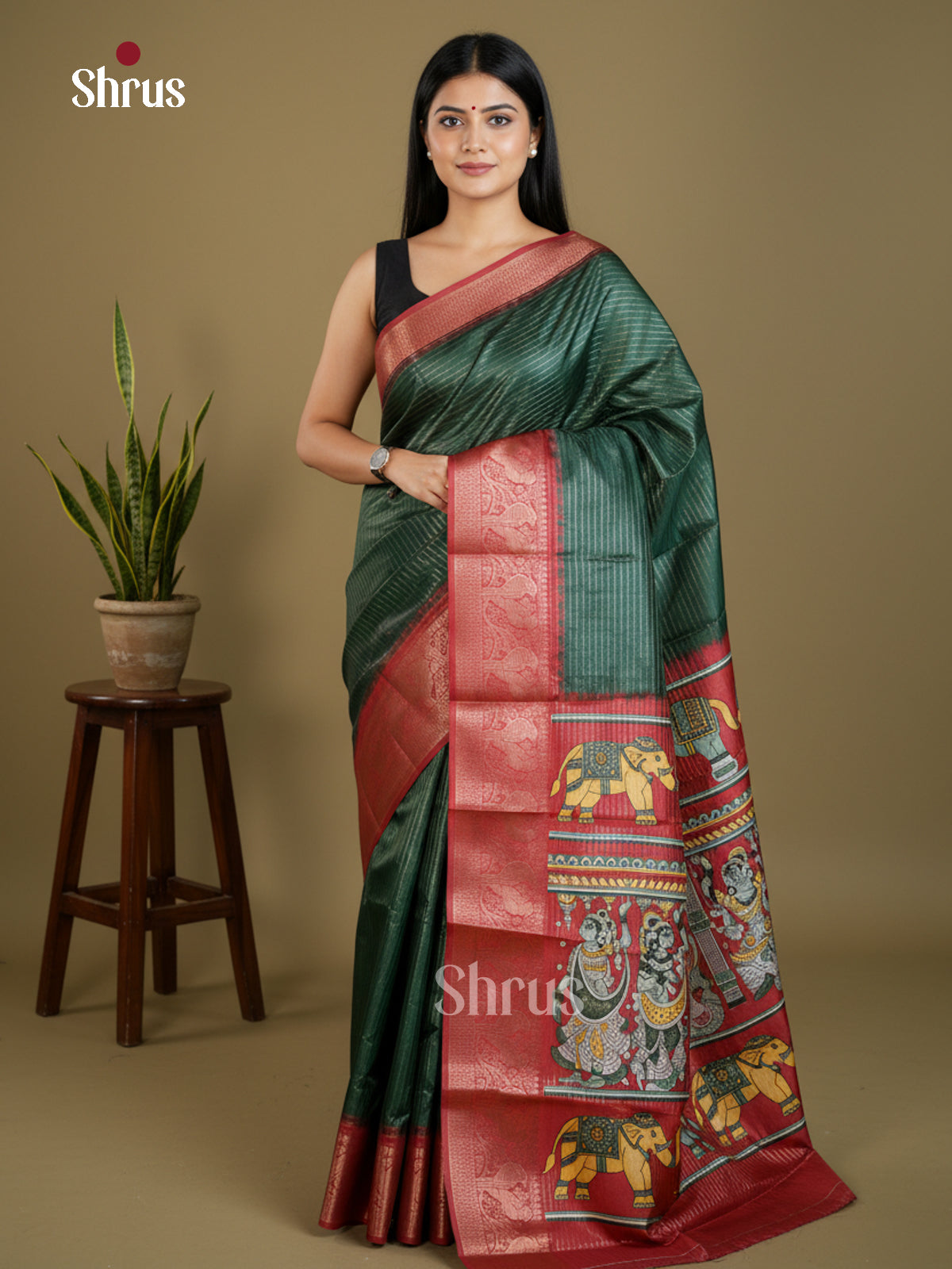Semi Tussar Saree - EBS13002 - Shop on Shrus.com