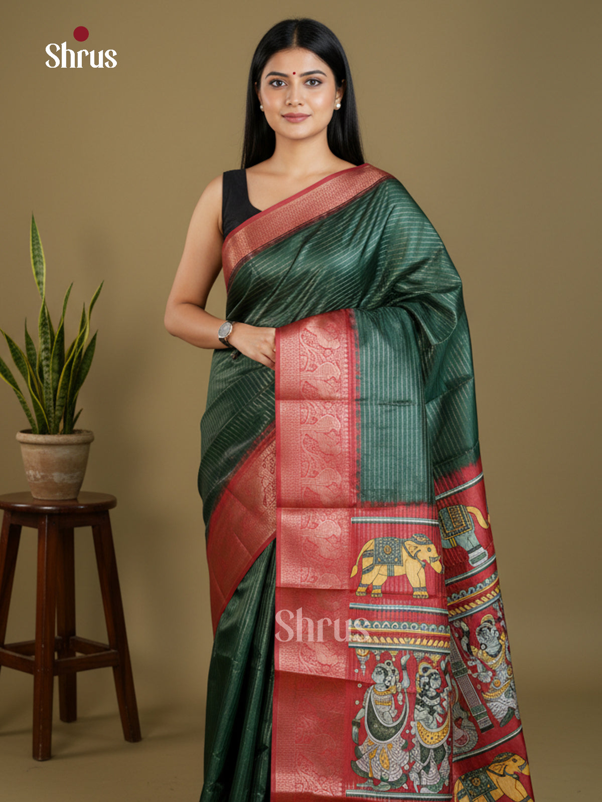Semi Tussar Saree - EBS13002 - Shop on Shrus.com