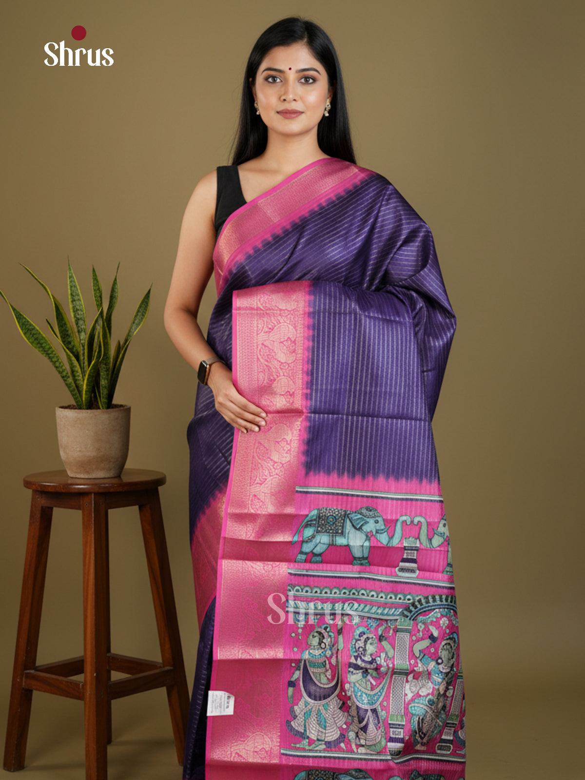 Semi Tussar Saree - EBS13004 - Shop on Shrus.com