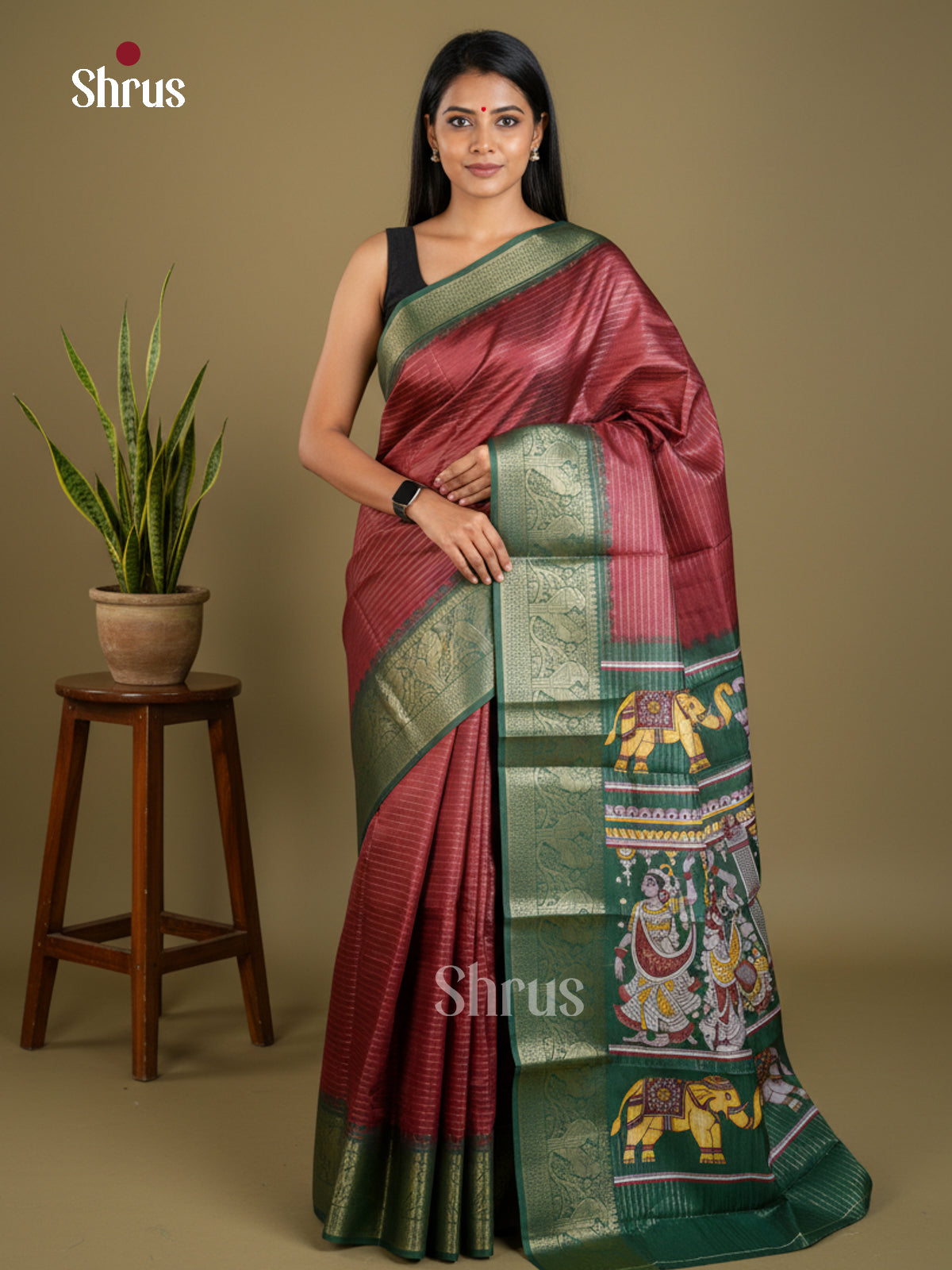 Semi Tussar Saree - EBS13006 - Shop on Shrus.com