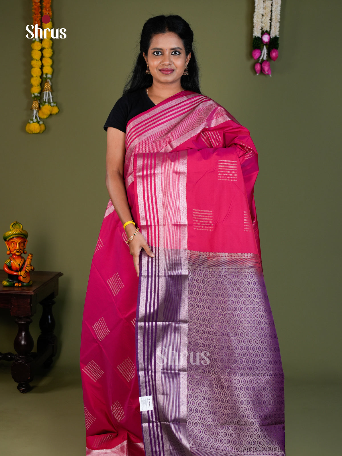 Semi Kanchipuram Saree - EBS16007 - Shop on Shrus.com