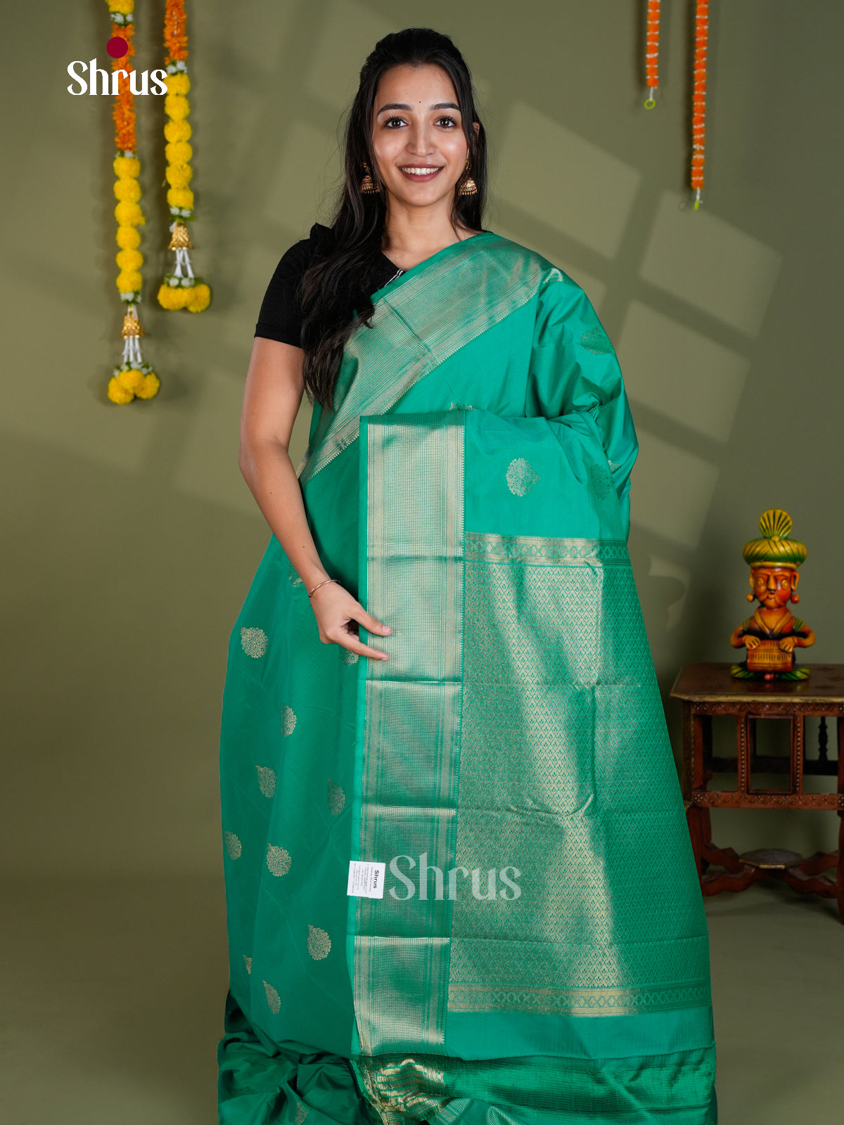 EBS16013 - Semi Kanchipuram Saree - Shop on Shrus.com