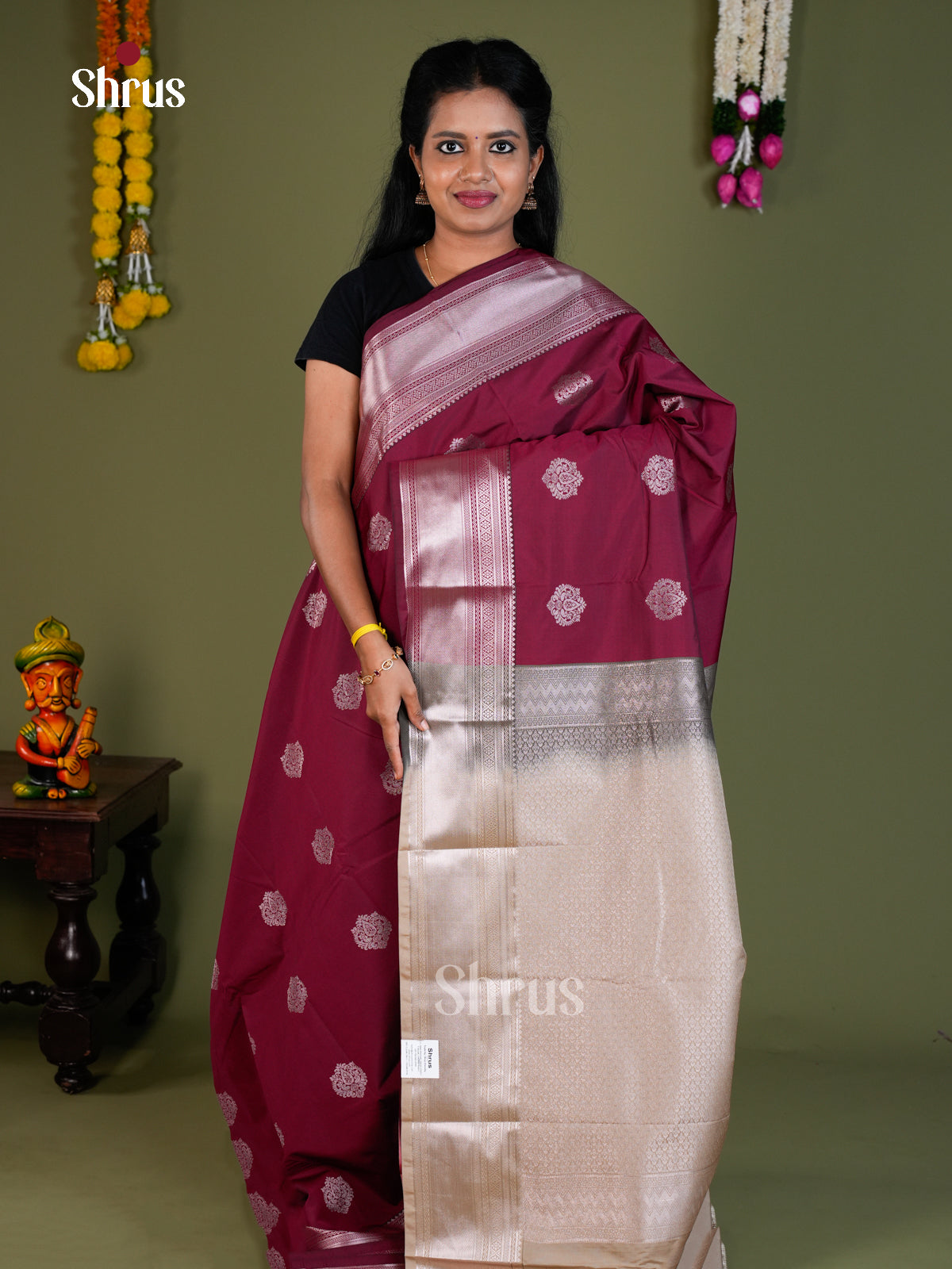 Semi Kanchipuram Saree - EBS16039 - Shop on Shrus.com