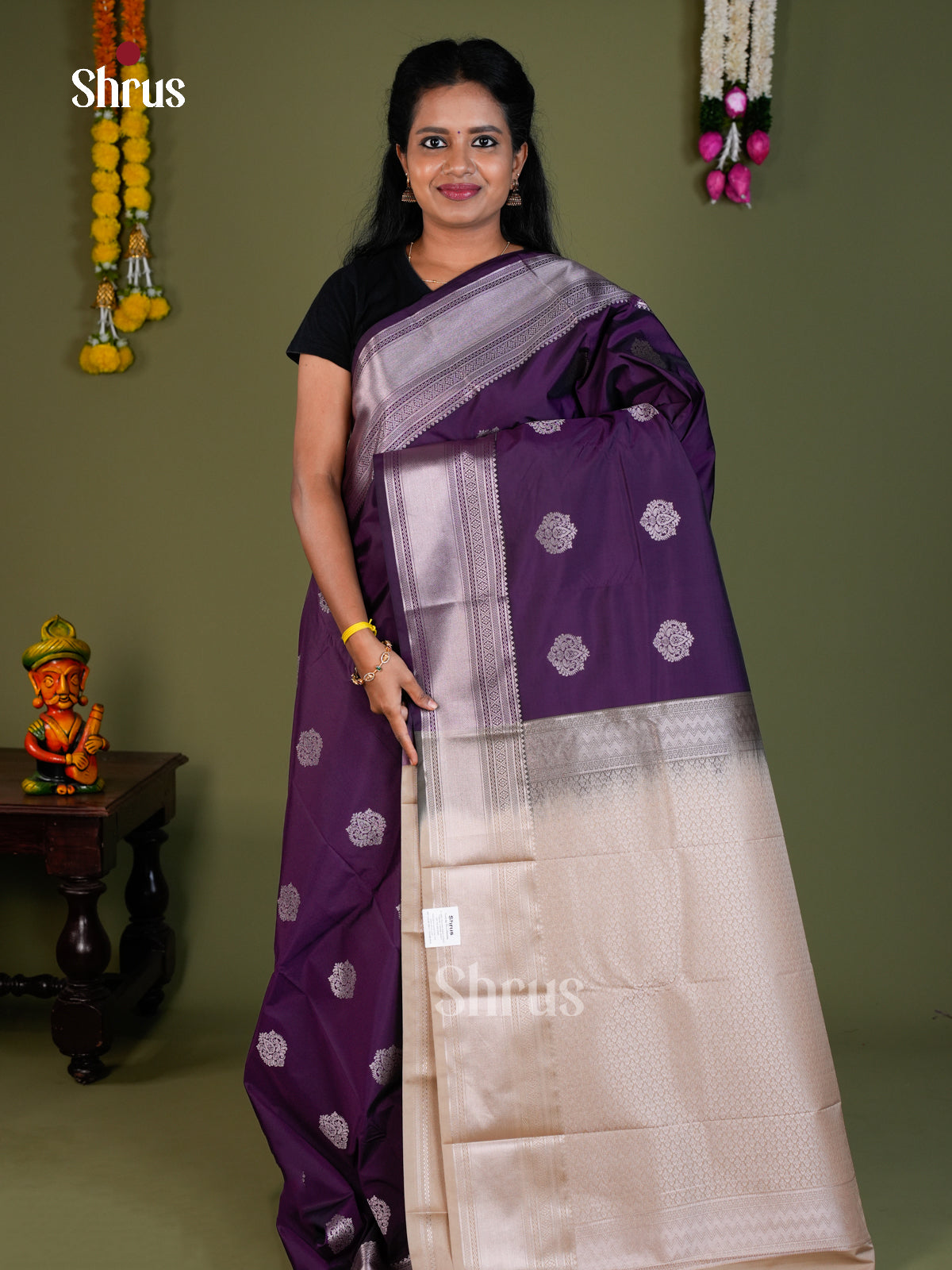 Semi Kanchipuram Saree - EBS16050 - Shop on Shrus.com