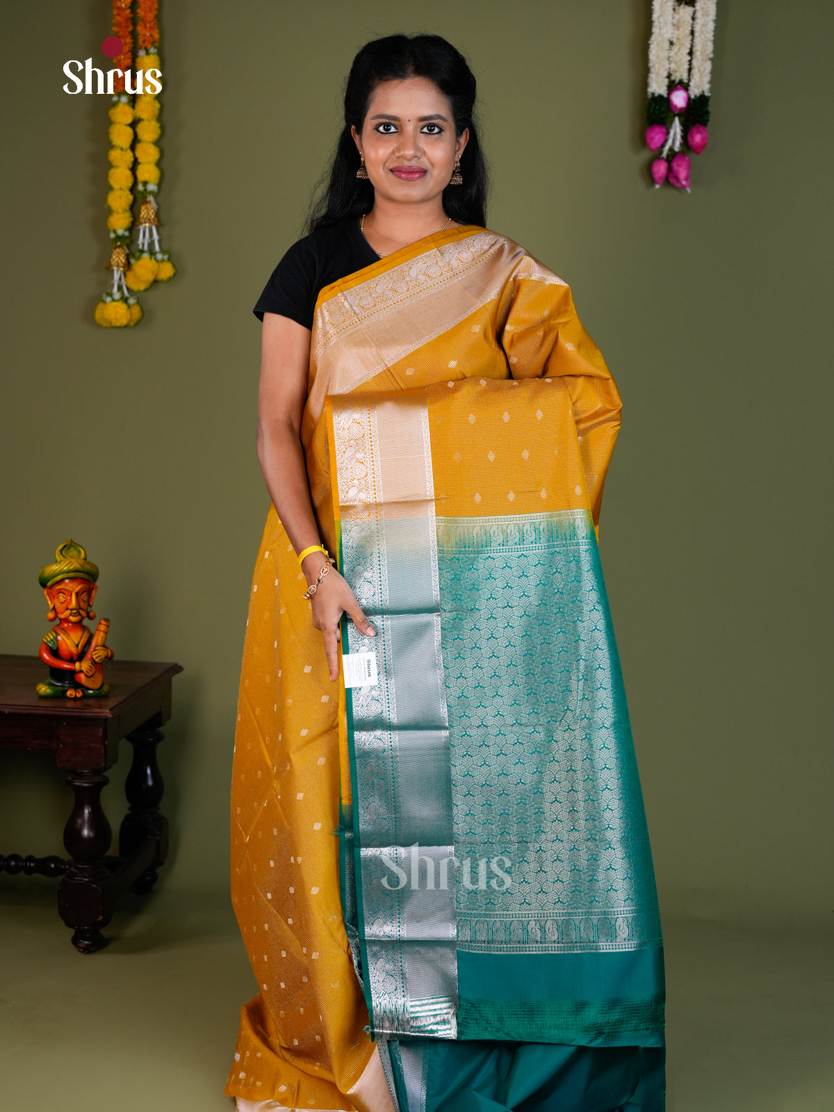 Semi Kanchipuram Saree - EBS16062 - Shop on Shrus.com